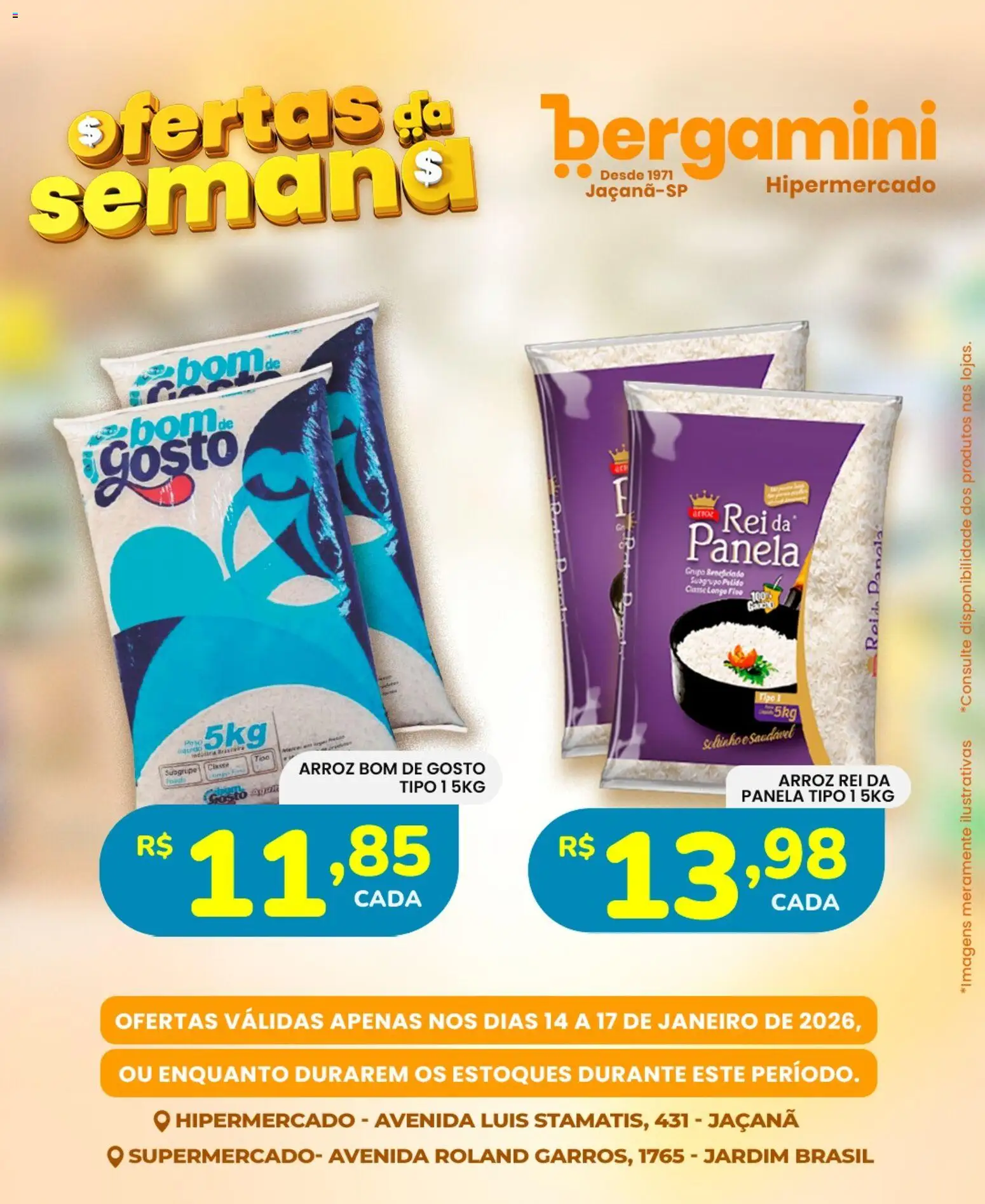Supermercado Bergamini Folheto - válido de 14.01.2026 | Página: 5 | Produtos: Arroz rei da panela, Panela, Arroz