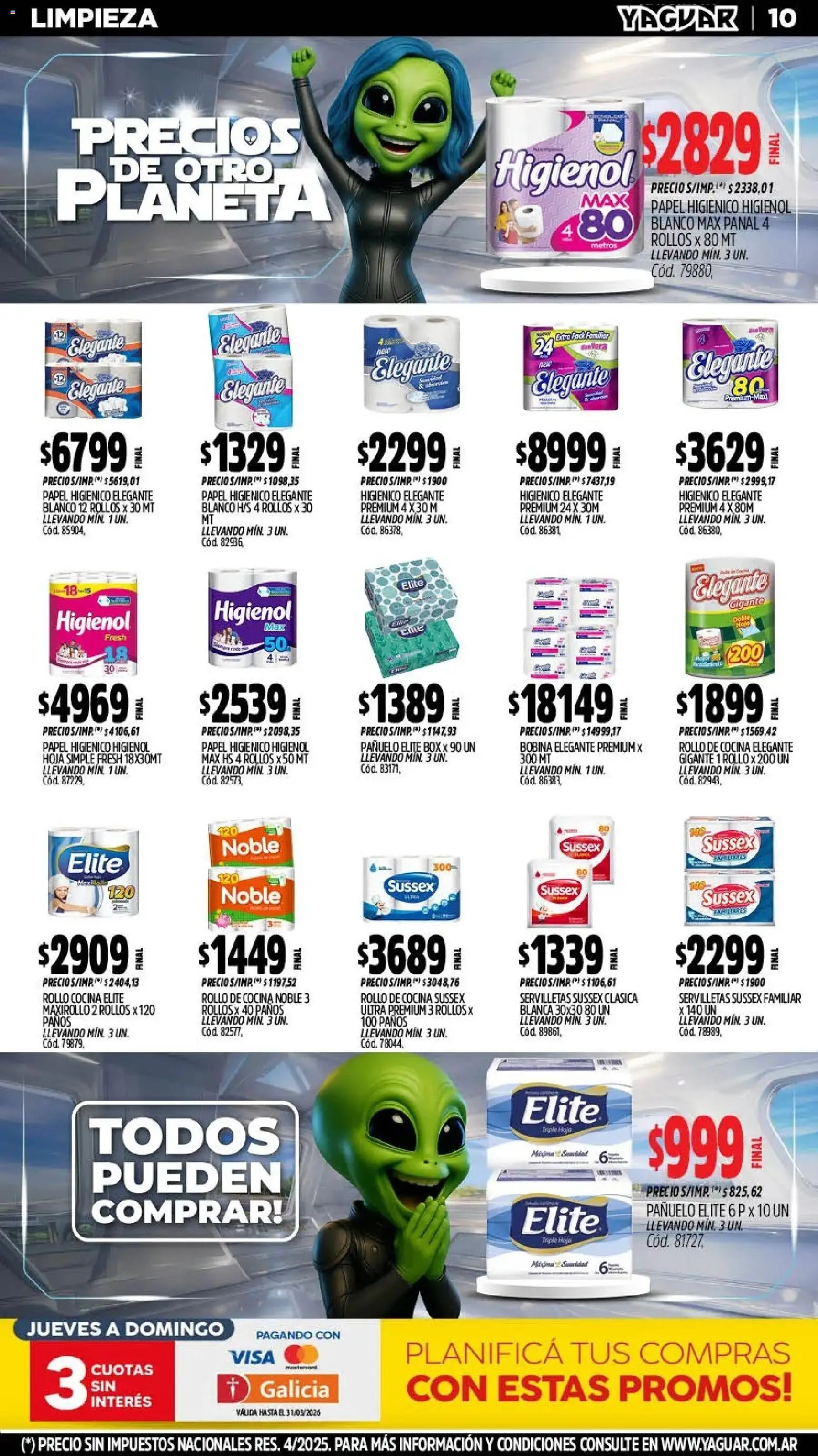 Yaguar - Oferta Semanal Salta │ válido desde el 11.03.2026 | Página: 12 | Productos: Papel higiénico, Pañuelo, Cocina, Servilletas