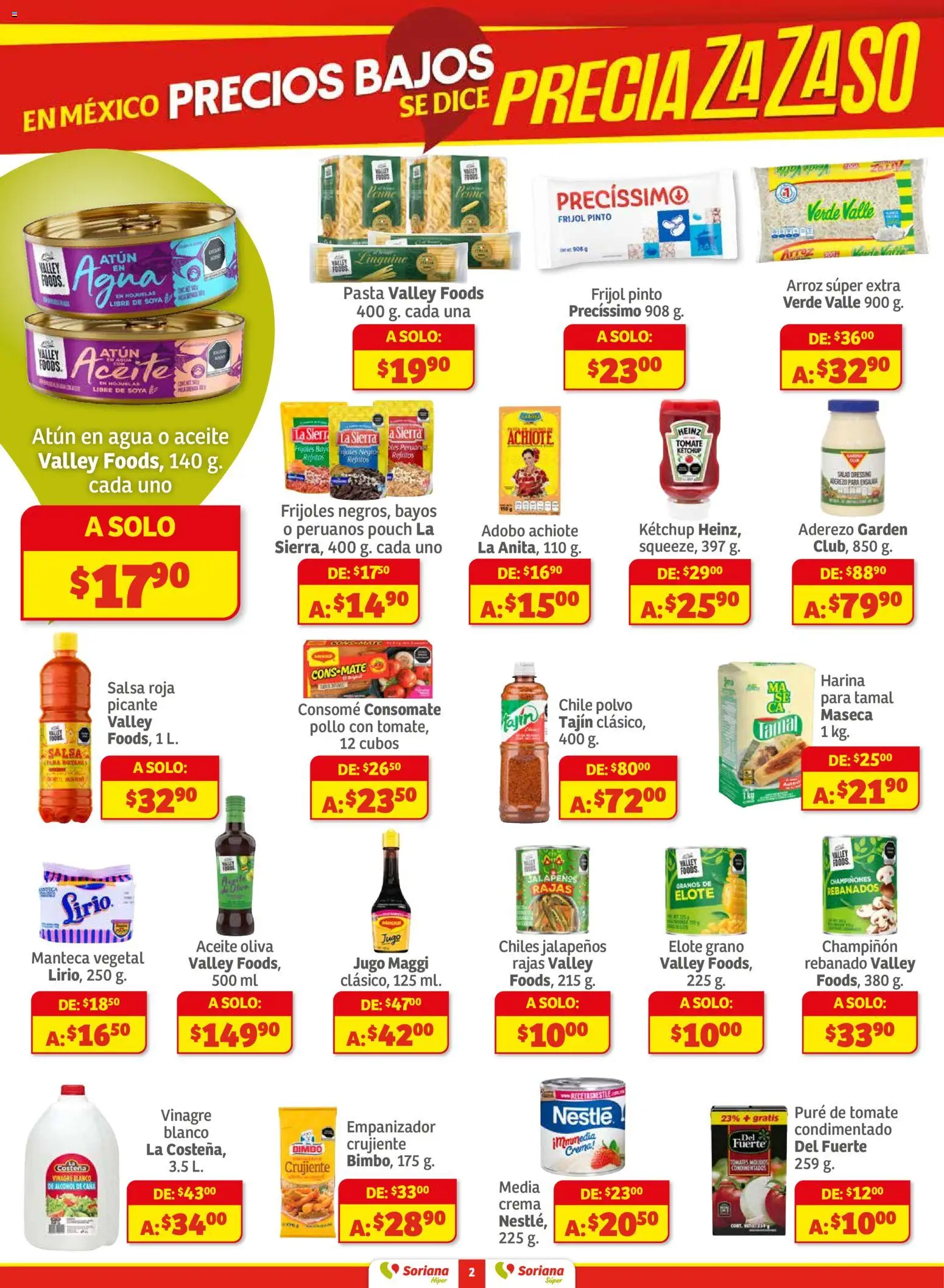 Nuevas ofertas de Soriana válidas en toda la República Mexicana desde el 27.11.2025. ¡Encuentra las mejores ofertas en Soriana - Preciazazaso Híper: Chih, Coah, Dur, NL, SLP, Tamps, Zac! | Página: 2 | Productos: Pollo, Crema, Jugo, Pasta
