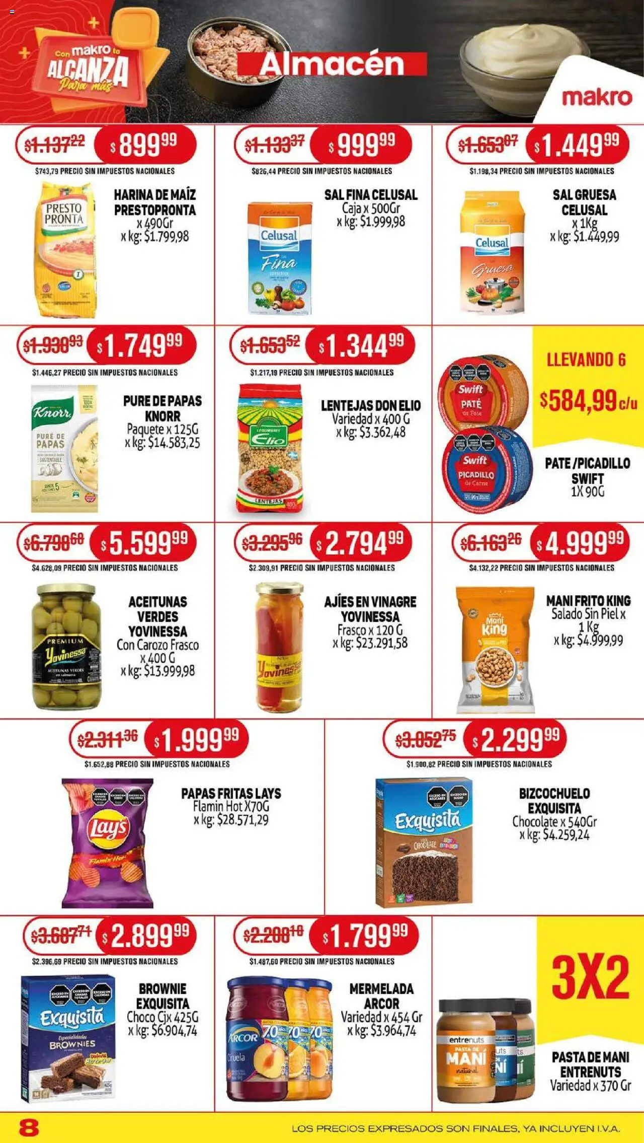 Makro ofertas │ válido desde el 07.08.2025 | Página: 8 | Productos: Harina, Mermelada, Pasta, Papas fritas