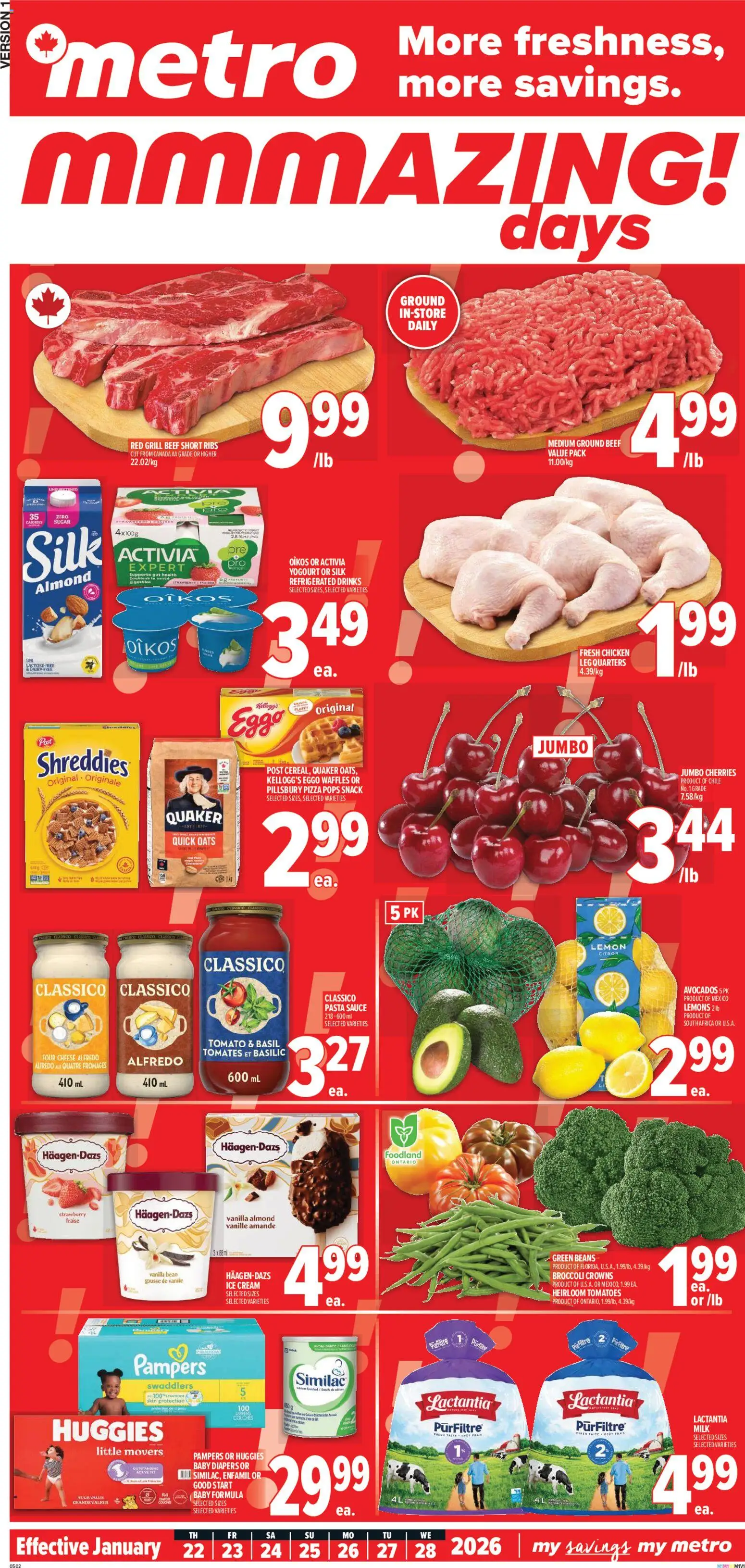 Metro flyer valid from 22.01.2026 | Page: 2 | Products: Beef, Pasta, Ice cream, Milk