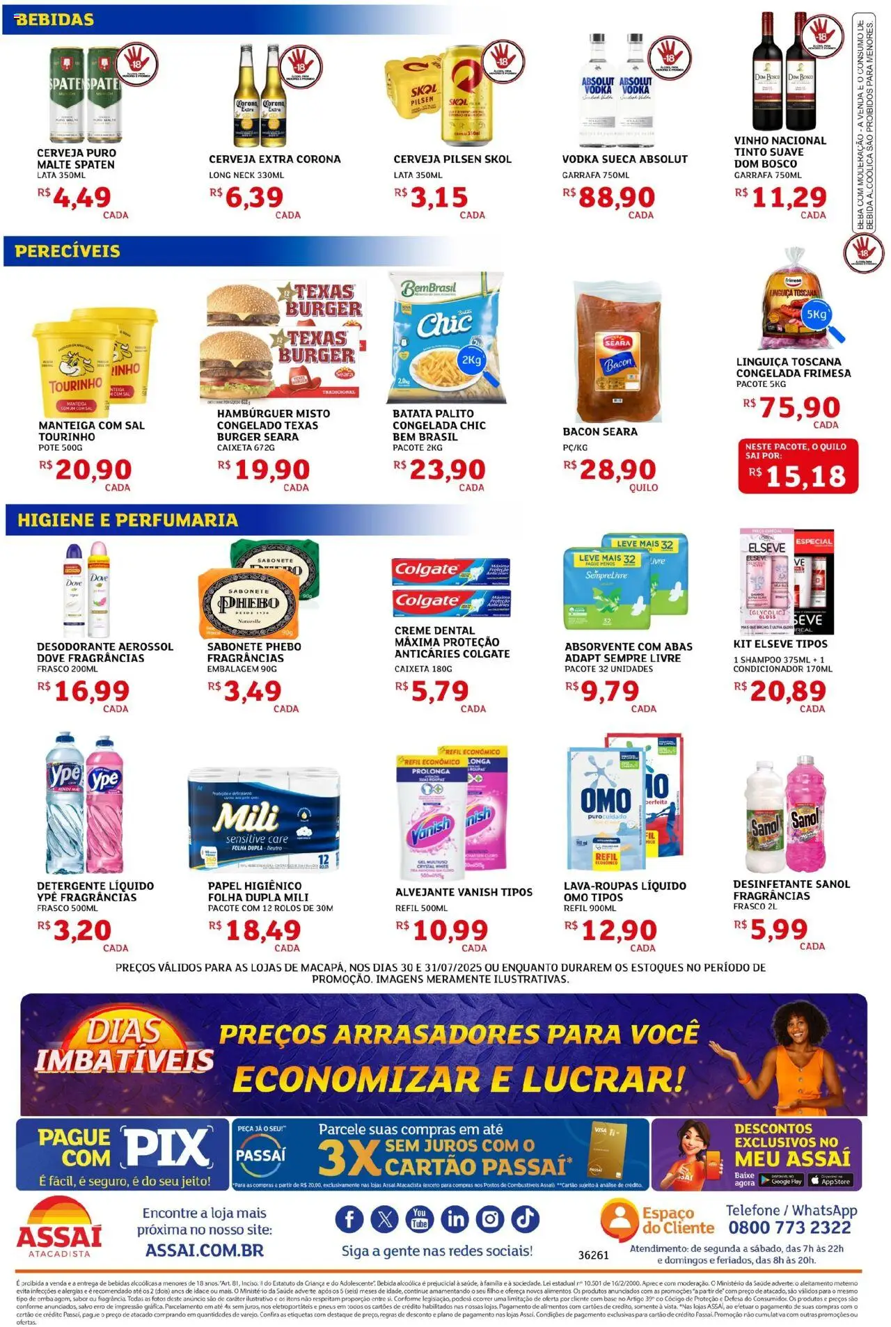 Assaí Atacadista Folheto - válido de 30.07.2025 | Página: 2 | Produtos: Condicionador, Detergente, Hambúrguer, Telefone