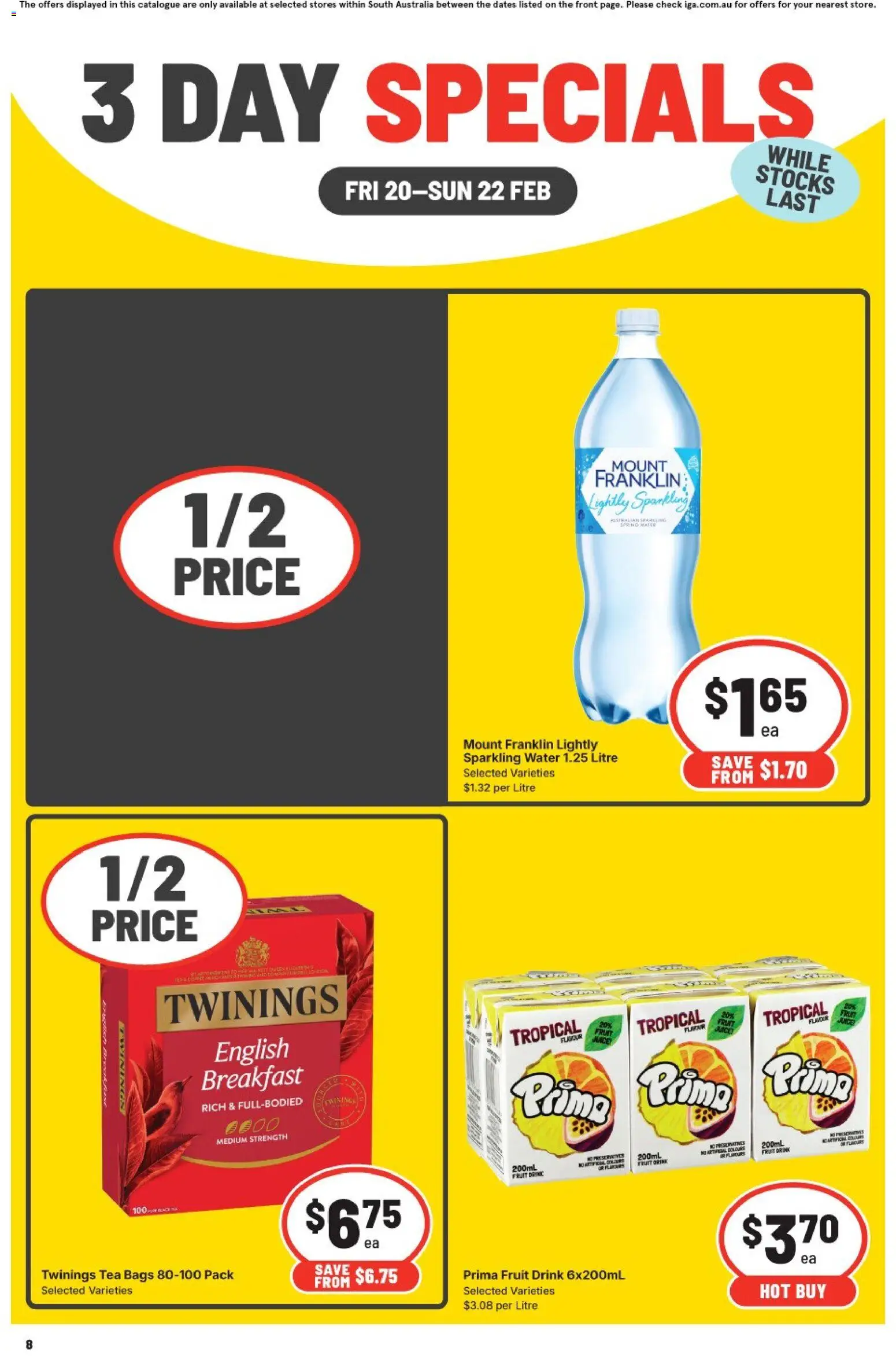 IGA catalogue - valid from 20.02.2026 | Page: 2 | Products: Tea, Water