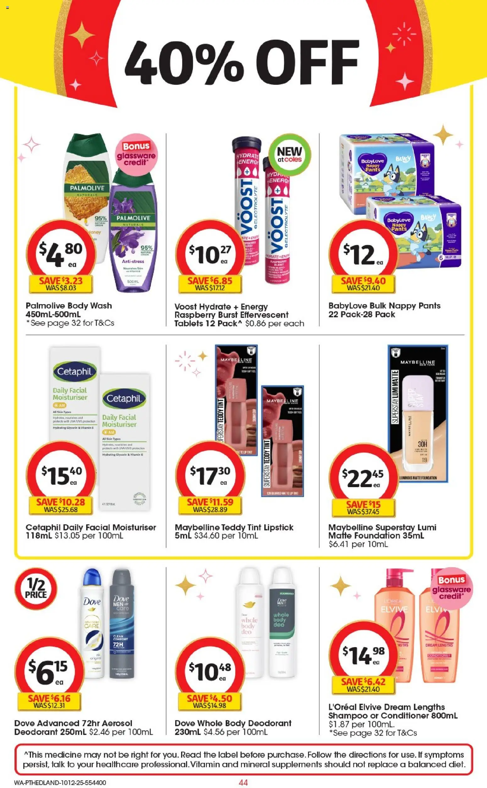 Coles catalogue - valid from 10.12.2025 | Page: 45 | Products: Shampoo, Conditioner, Raspberry, Foundation