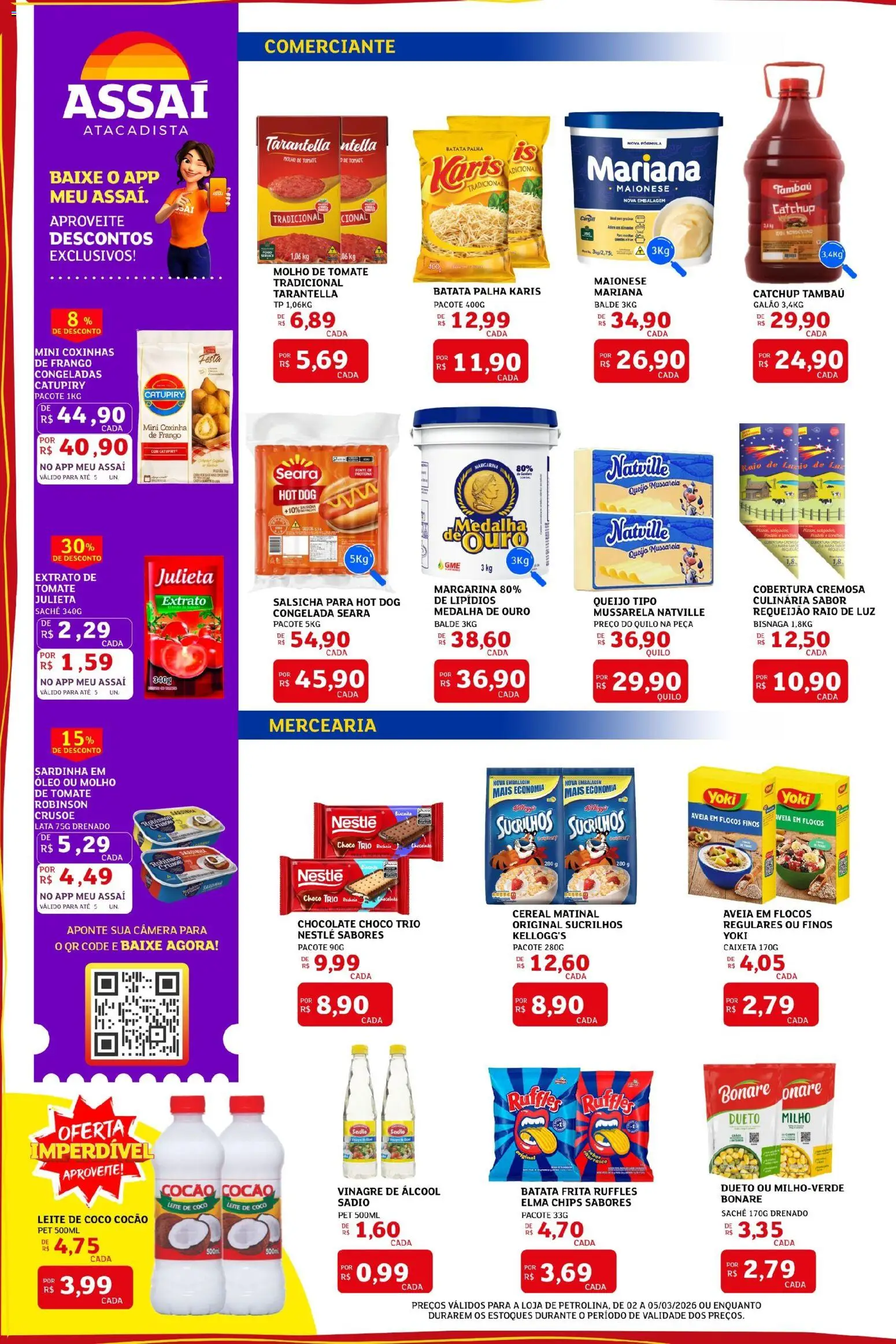 Assaí Atacadista Folheto - válido de 02.03.2026 | Página: 2 | Produtos: Sucrilhos, Câmera, Leite de coco, Margarina