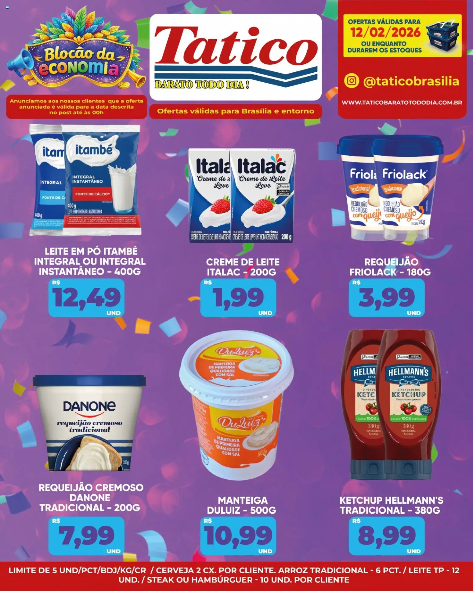 Tatico Folheto - válido de 12.02.2026 | Página: 6 | Produtos: Cerveja, Arroz, Creme de leite, Leite em pó