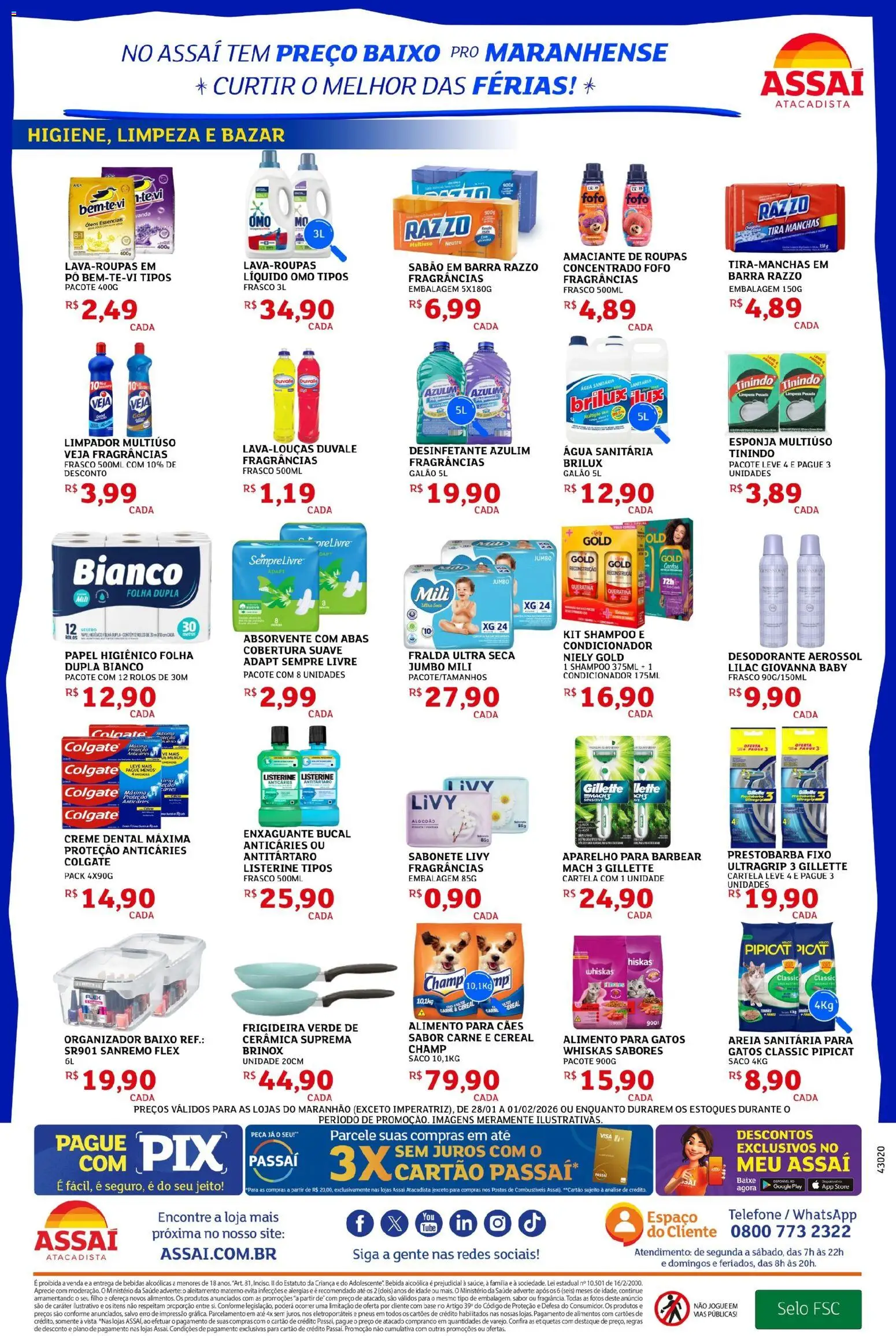 Assaí Atacadista Folheto - válido de 28.01.2026 | Página: 4 | Produtos: Shampoo, Sabão, Enxaguante bucal, Sabonete