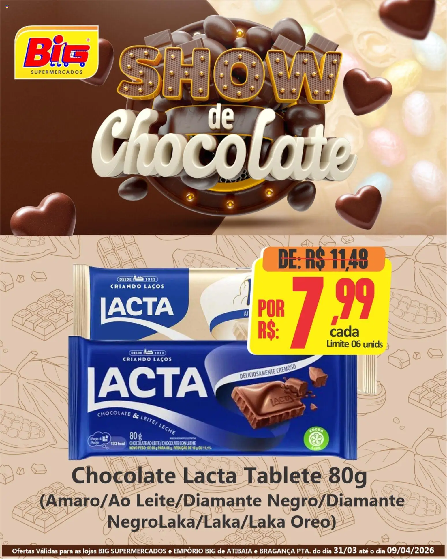Big Supermercados Folheto - válido de 31.03.2026 | Página: 4 | Produtos: Leite, Chocolate