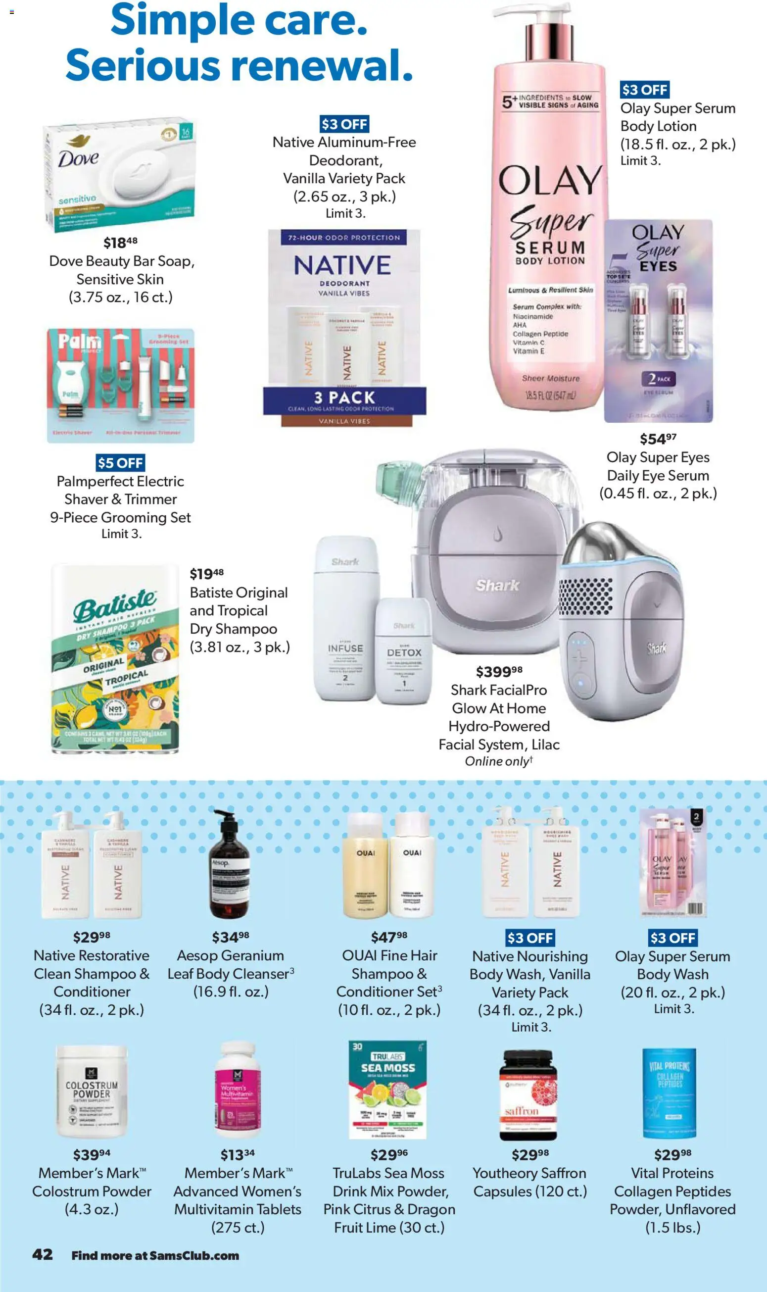 Sam's Club Instant Savings Book March - valid from 18.03.2026 | Page: 42 | Products: Trimmer, Eye Serum, Deodorant, Body Wash