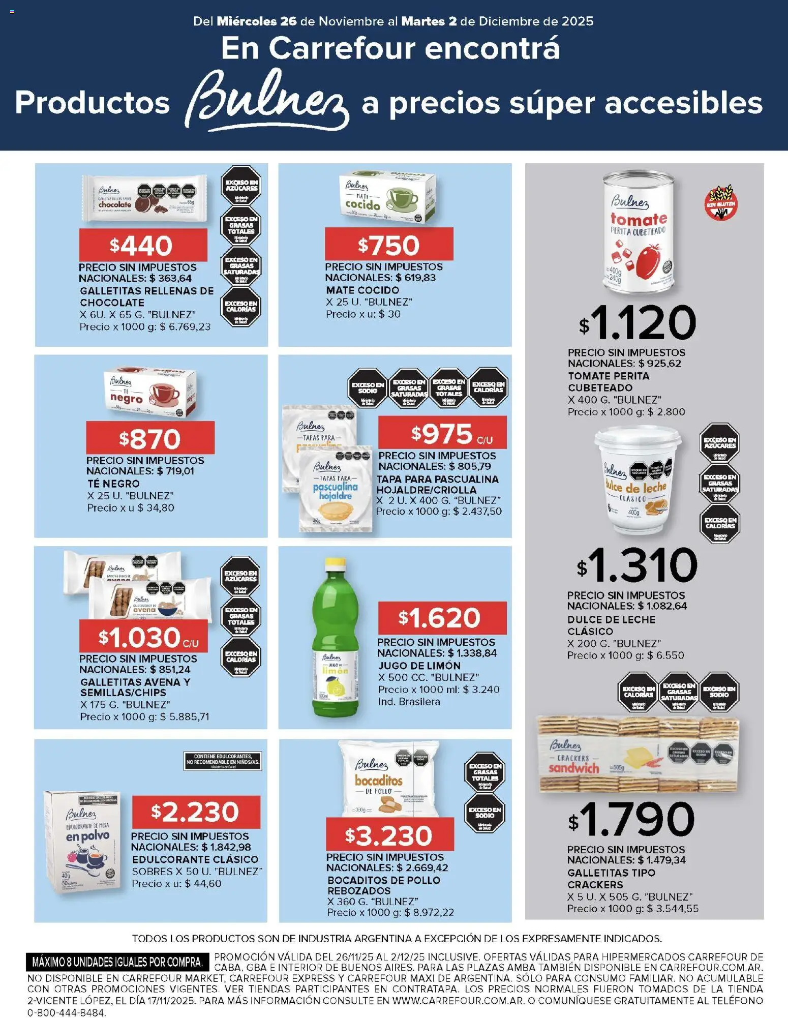 Carrefour ofertas │ válido desde el 26.11.2025 | Página: 17 | Productos: Mesa, Edulcorante, Dulce de leche, Leche