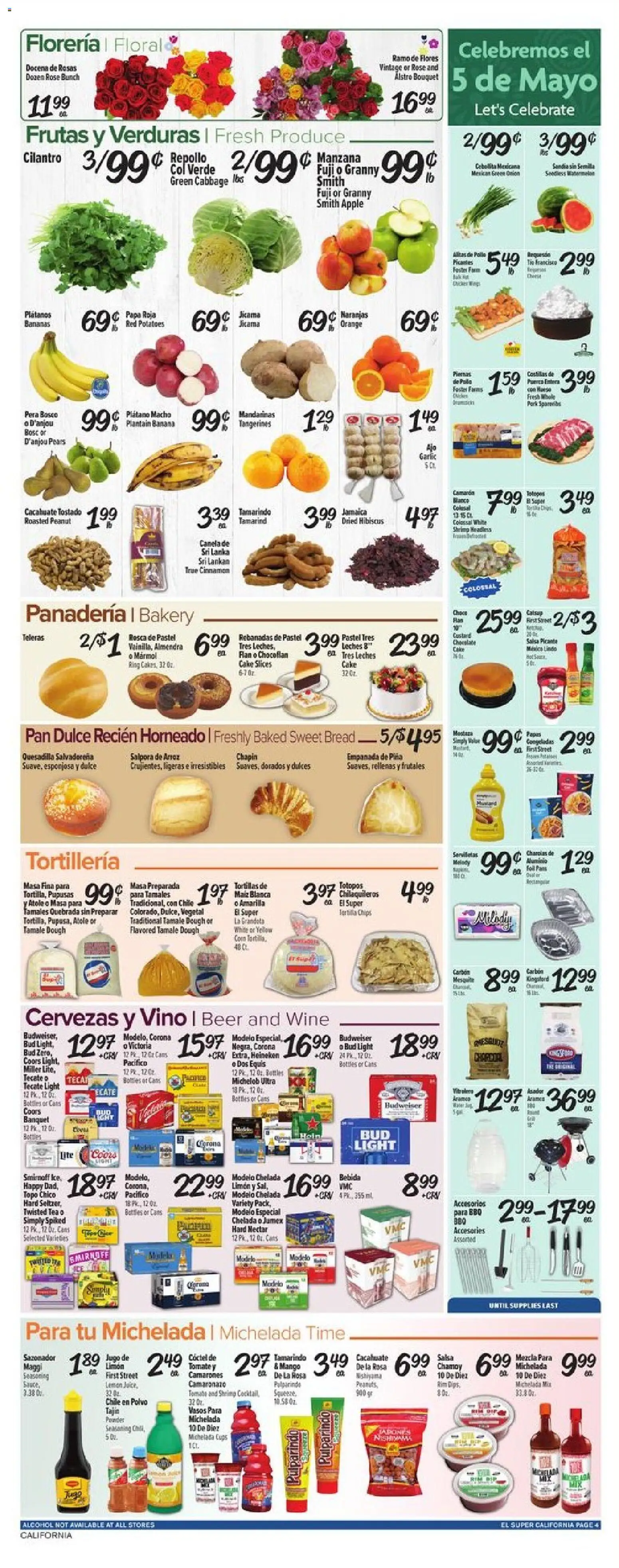 El Super Weekly Ad - CA - valid from 29.04.2026 | Page: 4 | Products: Wine, Beer, Chips, Potatoes
