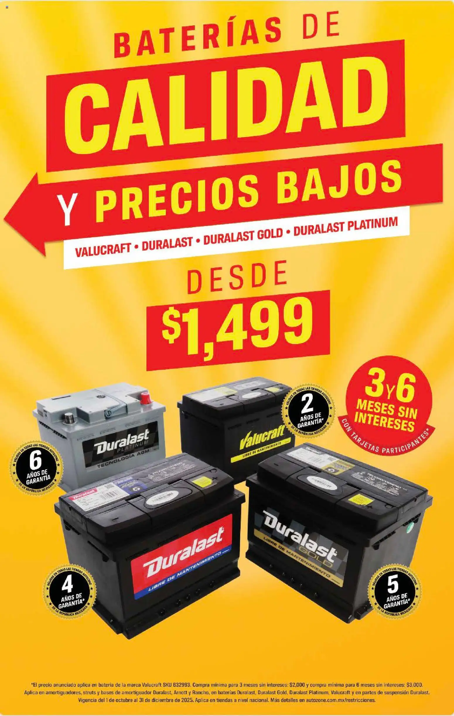 Nuevas ofertas de AutoZone válidas en toda la República Mexicana desde el 26.10.2025. ¡Encuentra las mejores ofertas en AutoZone catálogo! | Página: 4 | Productos: Batería