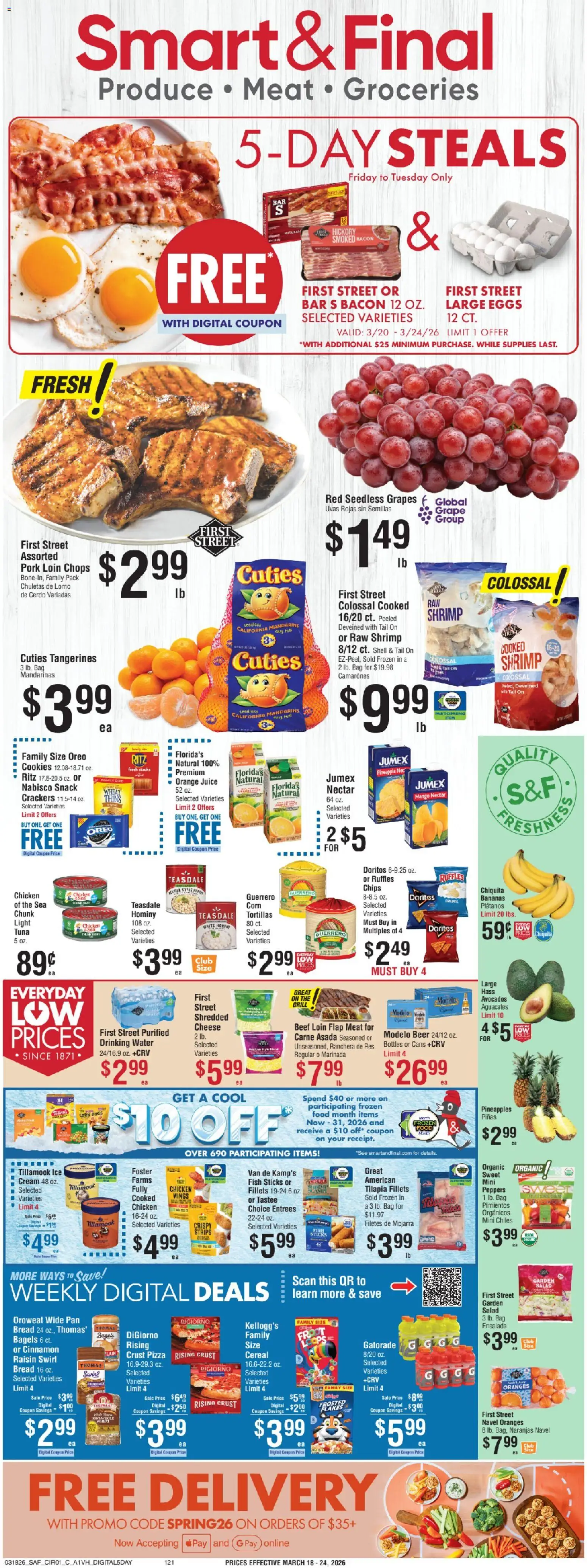 Smart & Final Weekly Ad - valid from 20.03.2026 | Page: 1 | Products: Cheese, Fish, Flakes, Salad