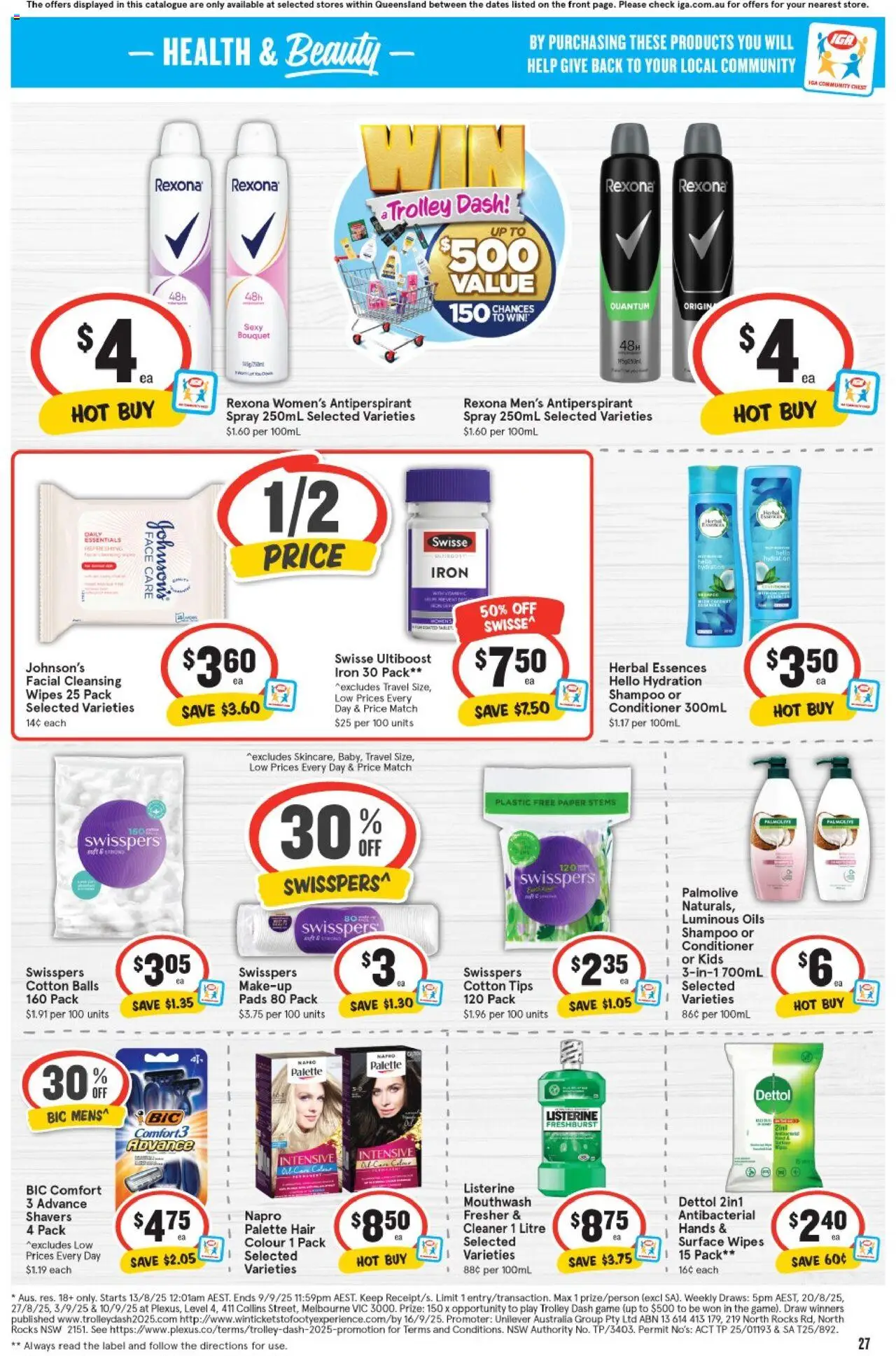 IGA catalogue - valid from 13.08.2025 | Page: 28 | Products: Conditioner, Antiperspirant, Game, Cotton tips