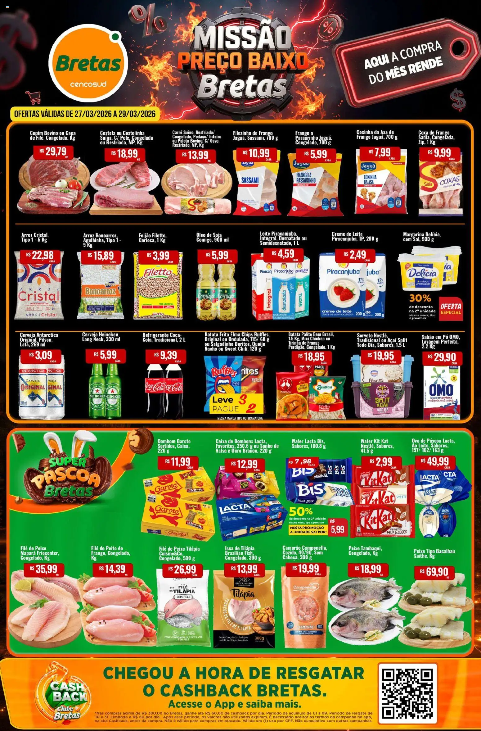 Bretas Folheto - válido de 27.03.2026 | Página: 1 | Produtos: Sabão, Cerveja, Sorvete, Creme de leite