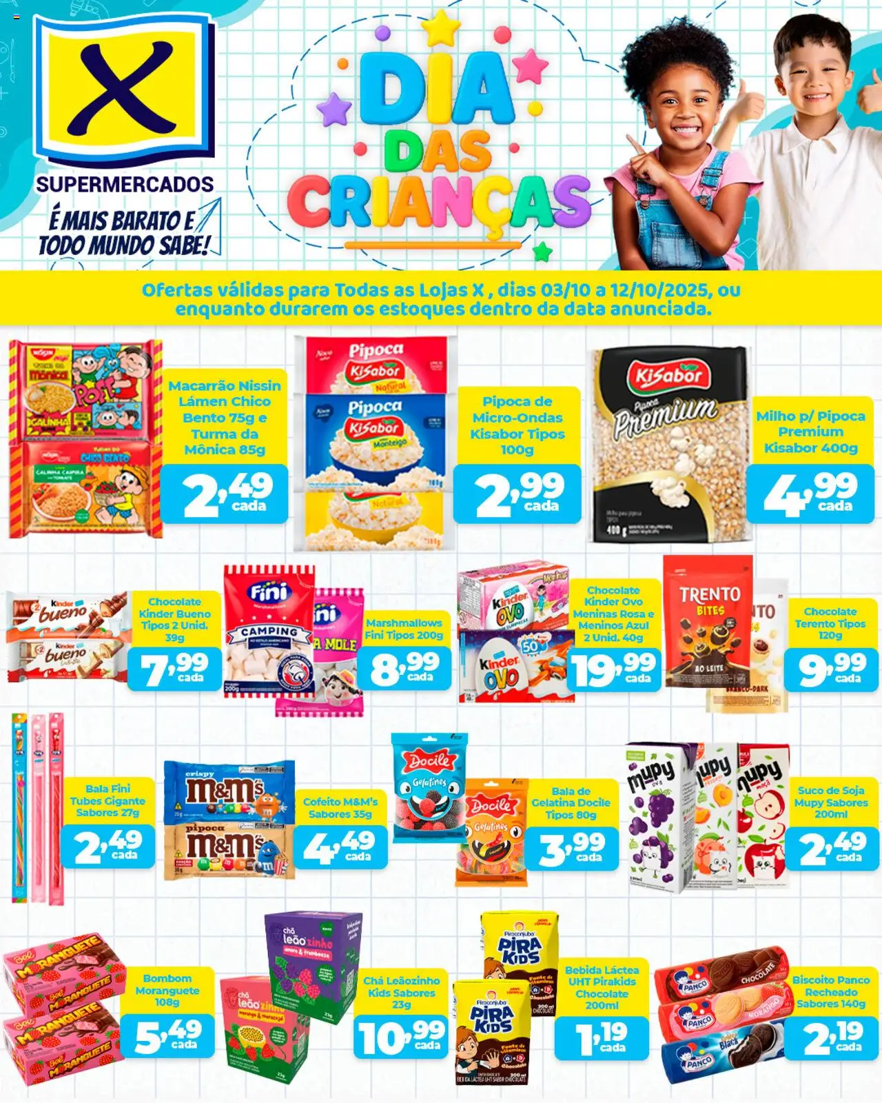 X Supermercados Folheto - válido de 03.10.2025 | Página: 1 | Produtos: Suco, Chá, Bala, Pipoca