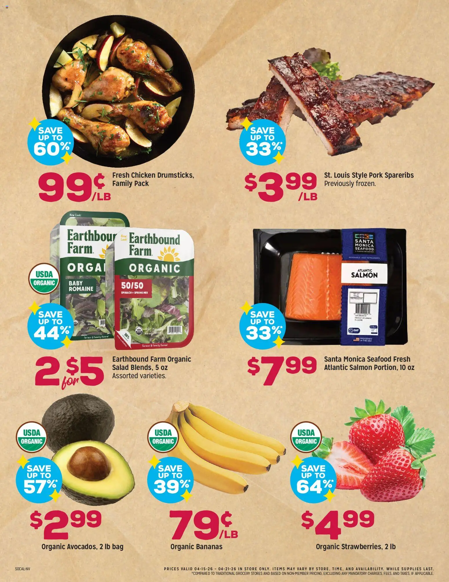 Grocery Outlet Weekly Ad - CA - valid from 15.04.2026 | Page: 2 | Products: Romaine, Salad, Seafood, Bag