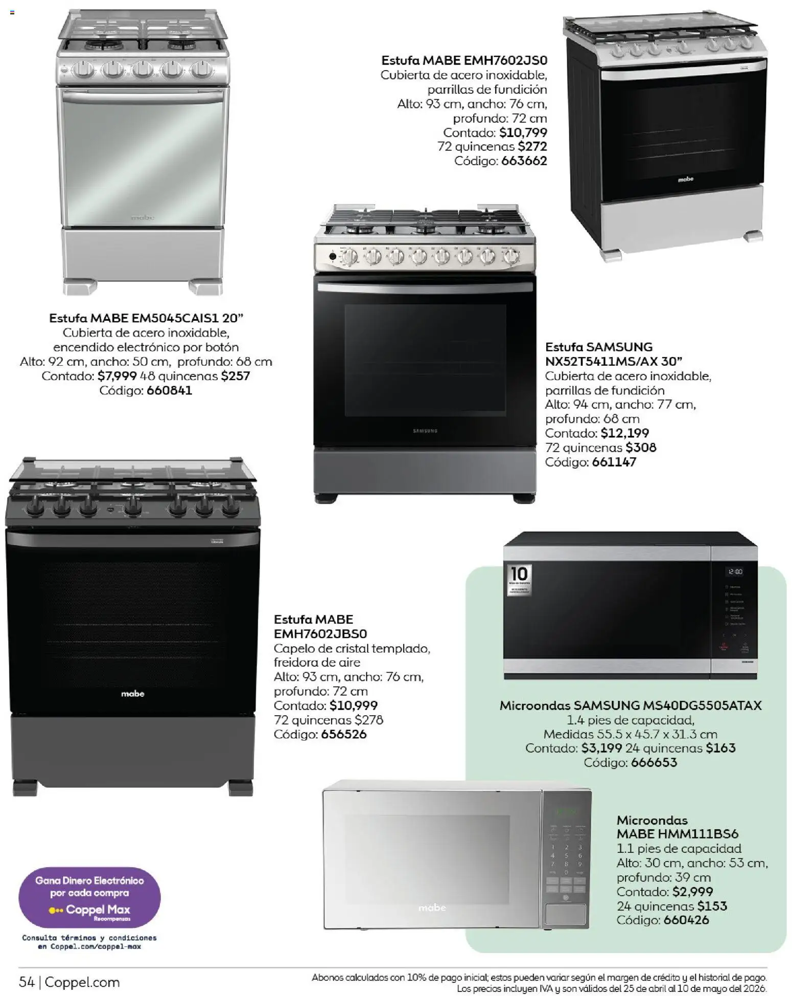 Nuevas ofertas de Coppel válidas en toda la República Mexicana desde el 25.04.2026. ¡Encuentra las mejores ofertas en Coppel catálogo Los regalos que mamá siempre quiere! | Página: 54 | Productos: Freidora de aire, Microondas, Freidora