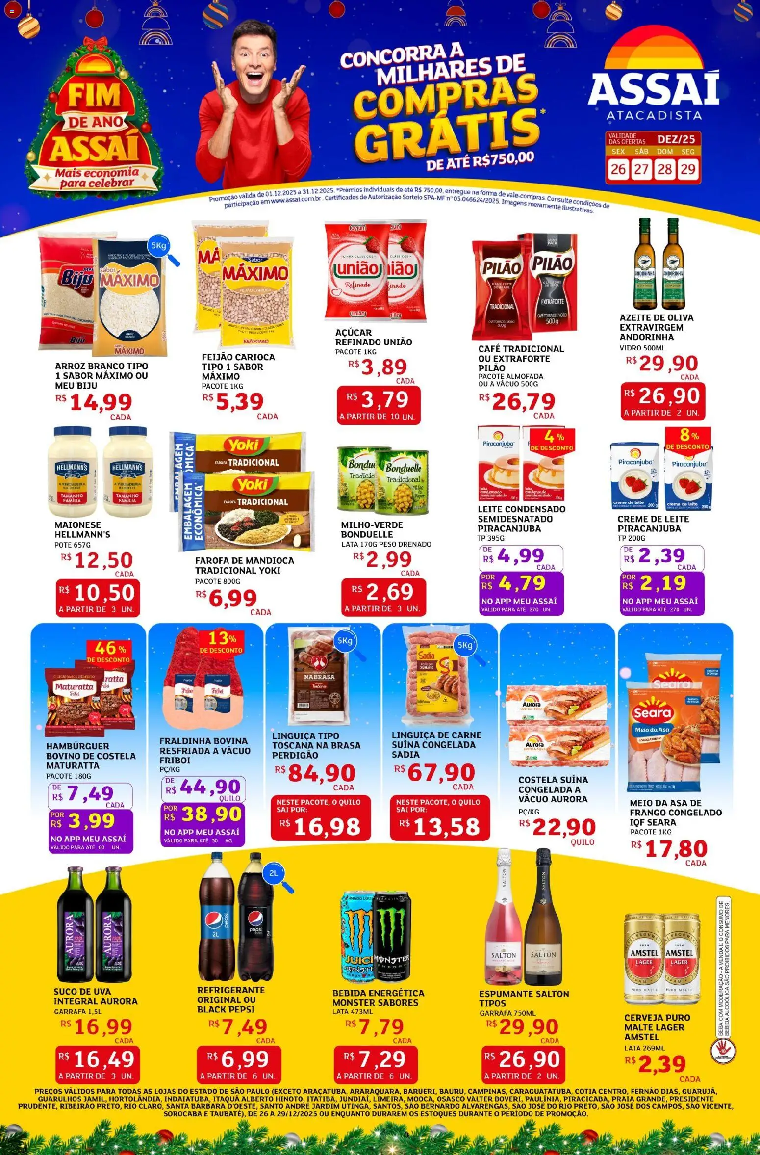 Assaí Atacadista Folheto - válido de 26.12.2025 | Página: 1 | Produtos: Fraldinha, Açúcar, Farofa, Azeite