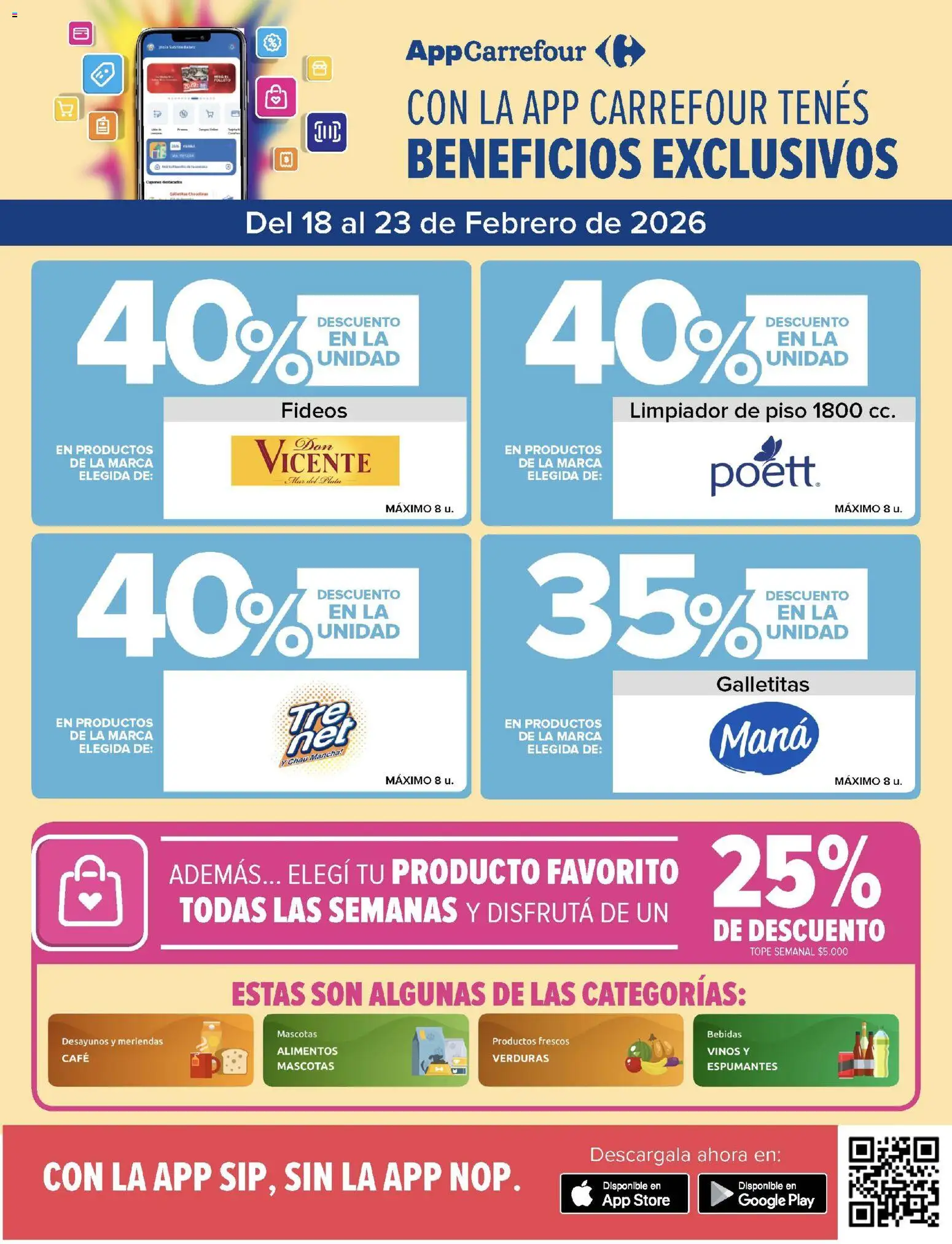 Carrefour Market catálogo │ válido desde el 18.02.2026 | Página: 4 | Productos: Galletitas, Café, Fideos, Limpiador