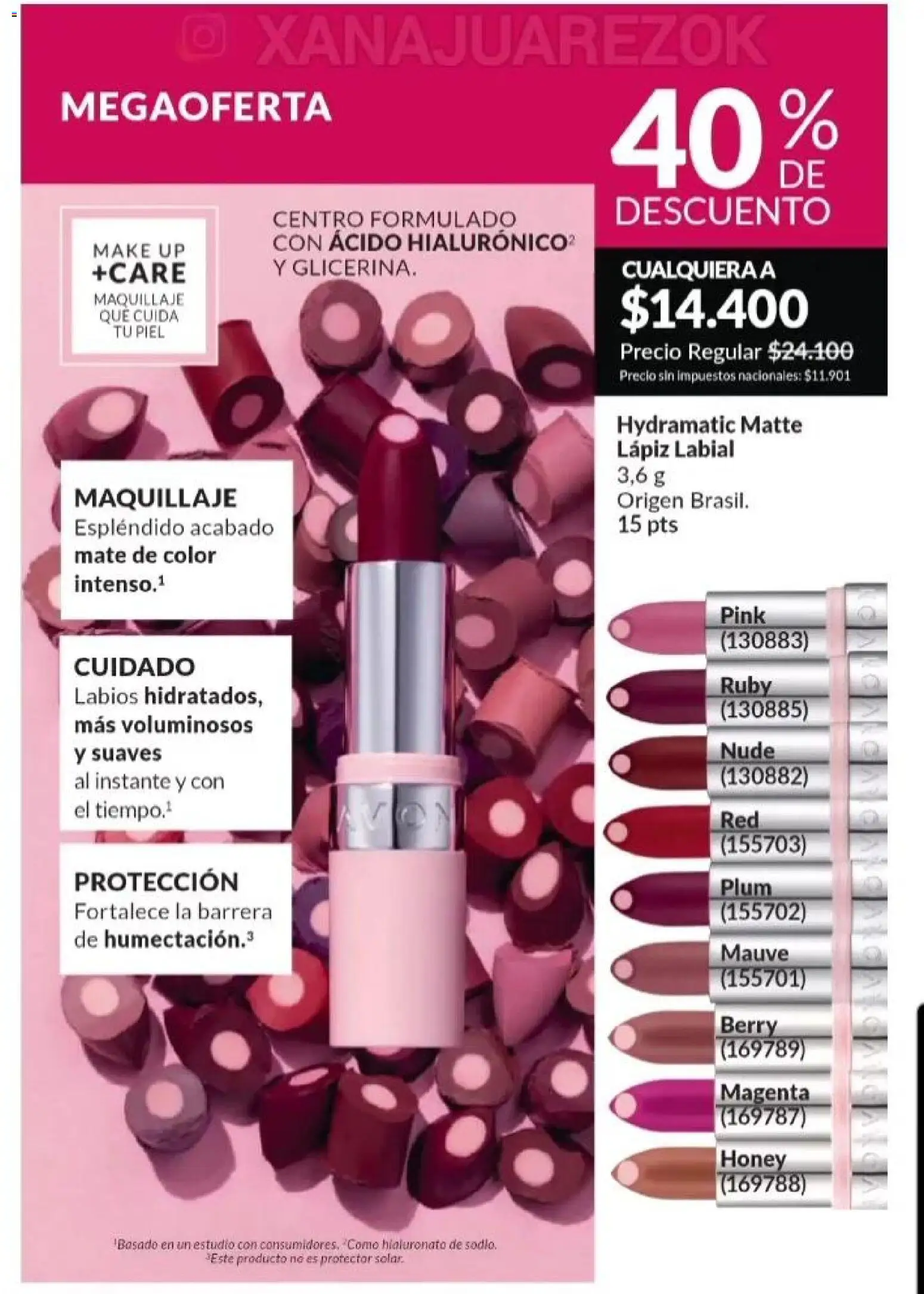 Catálogo AVON Campaña 15/2025 │ válido desde el 23.10.2025 | Página: 46 | Productos: Mate, Maquillaje, Lápiz labial