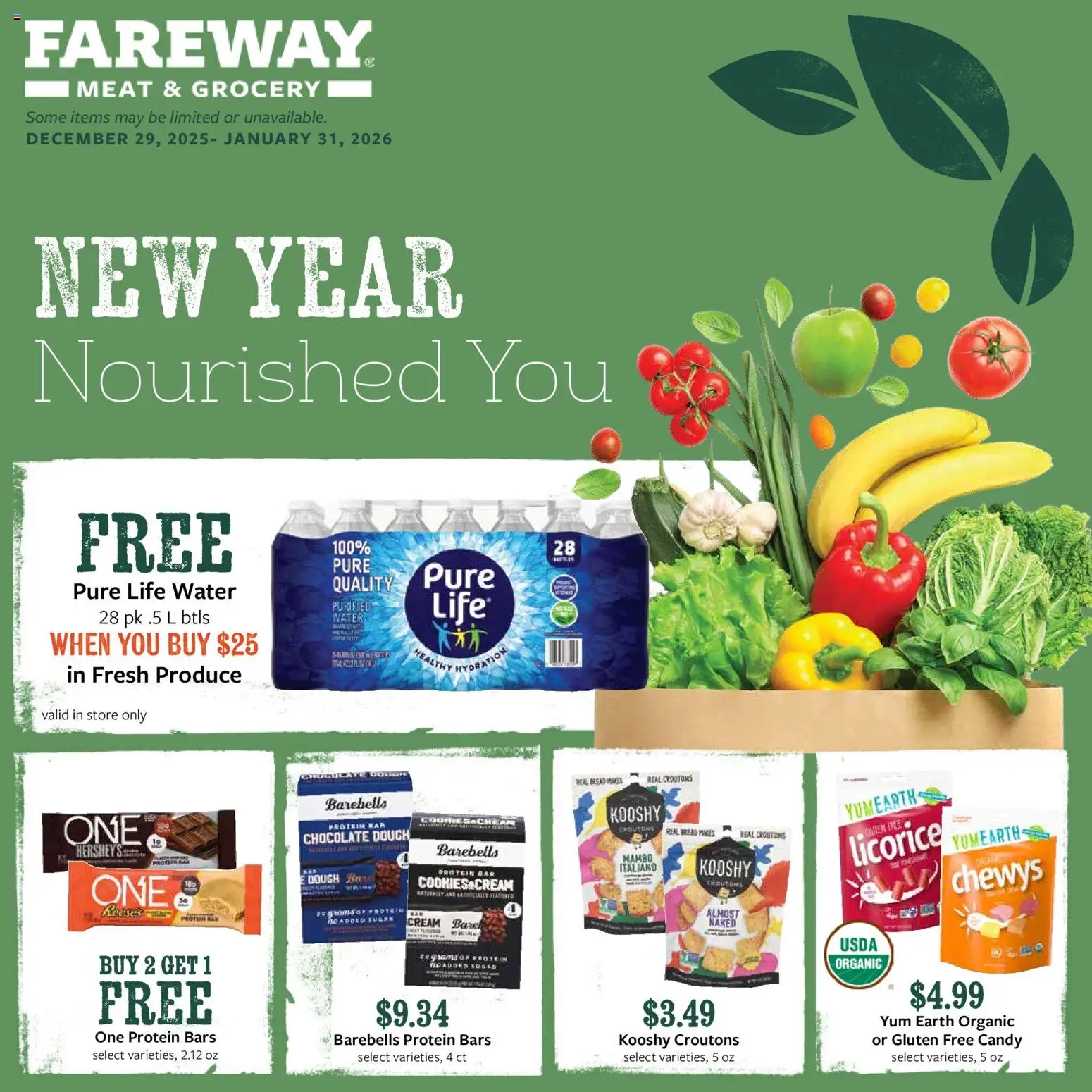 Fareway Monthly Ad - valid from 29.12.2025 | Page: 1 | Products: Chocolate, Cream, Water, Sugar