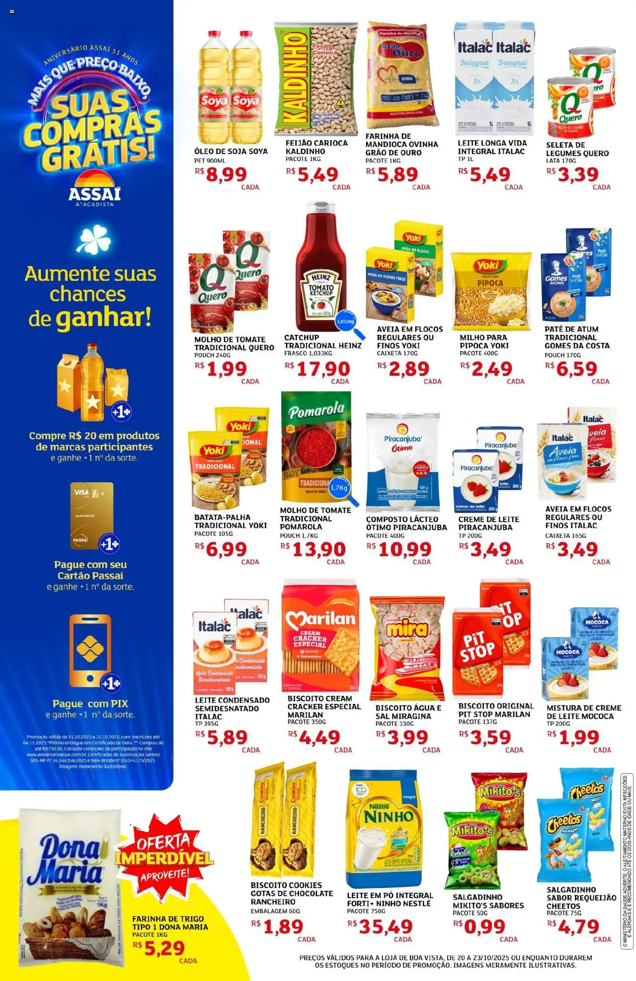 Assaí Atacadista Folheto - válido de 20.10.2025 | Página: 2 | Produtos: Cebola, Óleo, Baixo, Creme de leite