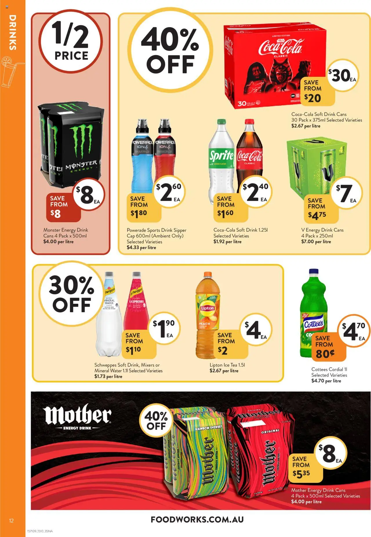 Foodworks catalogue - valid from 15.10.2025 | Page: 12 | Products: Tea, Coca Cola, Water, Peach