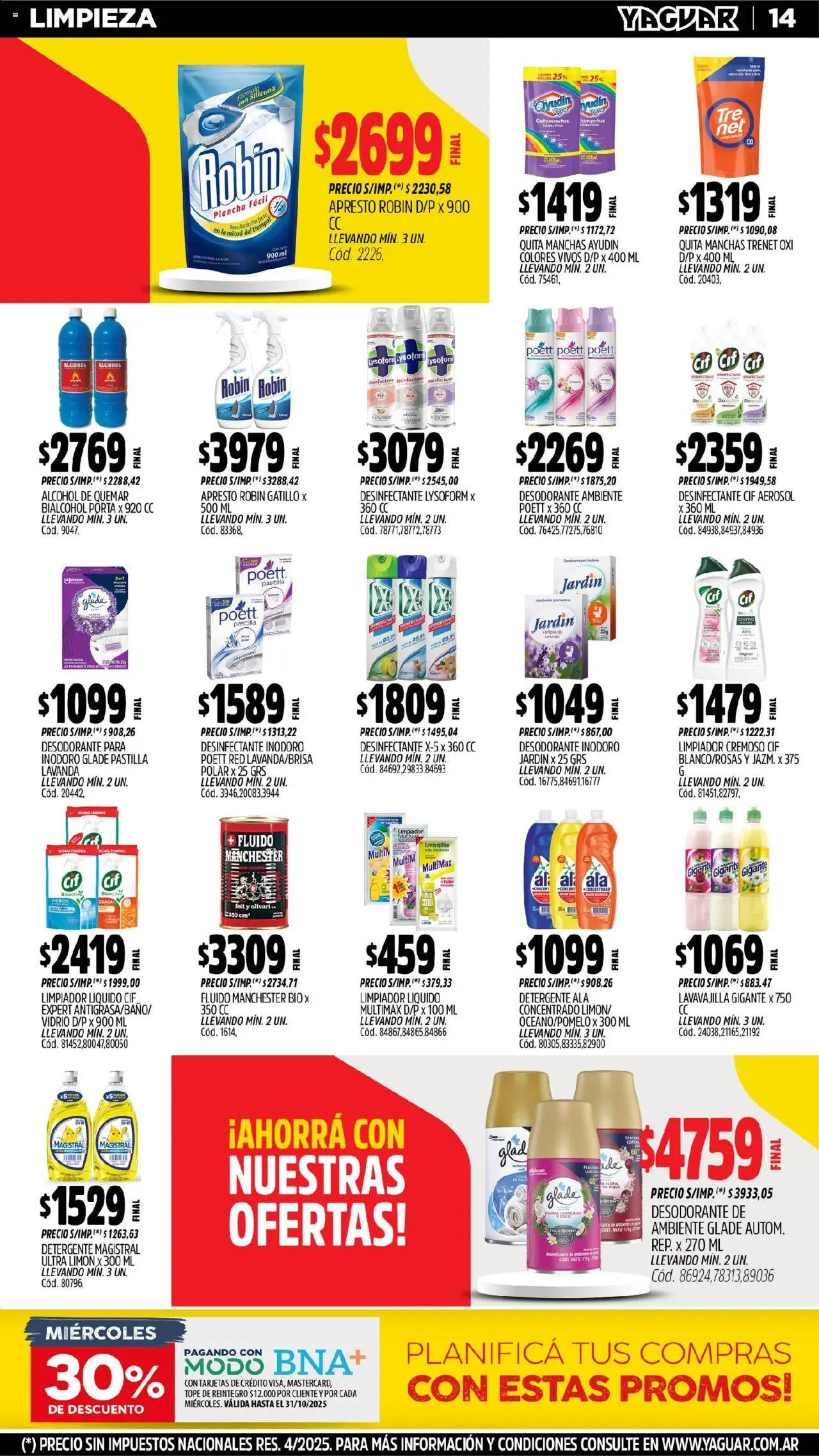 Yaguar - Santa Fe │ válido desde el 13.10.2025 | Página: 14 | Productos: Quitamanchas, Detergente, Plancha, Crema