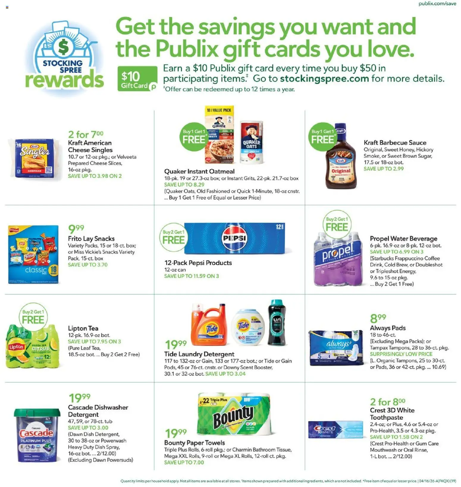 Publix Weekly Ad - valid from 15.04.2026 | Page: 19 | Products: Green Tea, Detergent, Pads, Dishwasher