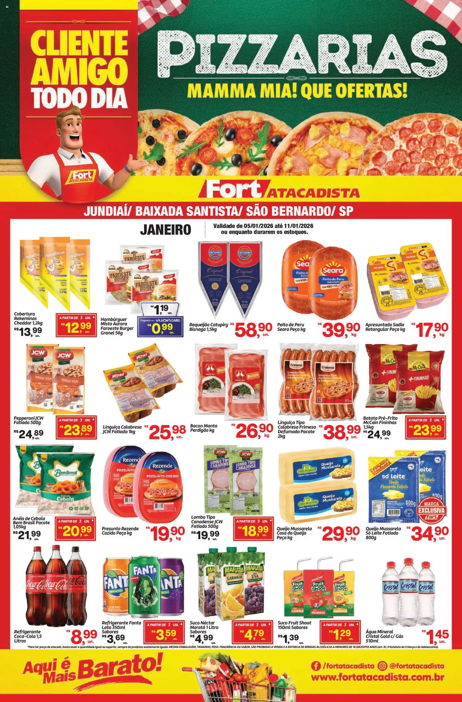 Fort Atacadista Folheto - válido de 05.01.2026 | Página: 1 | Produtos: Linguiça, Cheddar, Batata, Mussarela