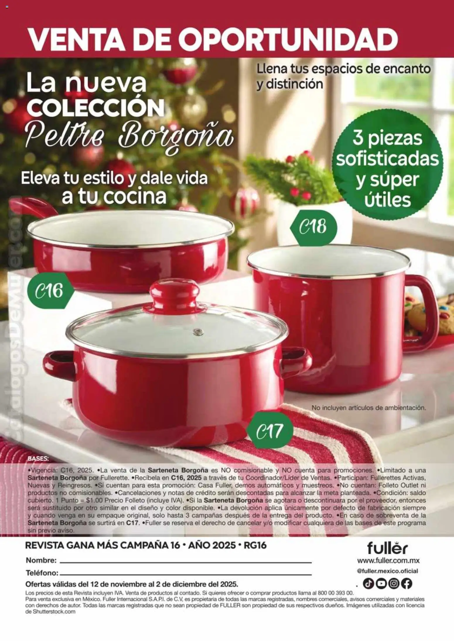 Nuevas ofertas de Fuller válidas en toda la República Mexicana desde el 12.11.2025. ¡Encuentra las mejores ofertas en Fuller Revista Gana Más C16! | Página: 40 | Productos: Cocina, Teléfono, Campana