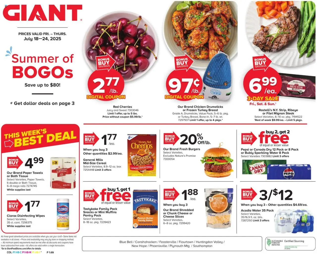 Giant Weekly Ad - valid from 18.07.2025 | Page: 1 | Products: Cherries, Box, Bath, Butter