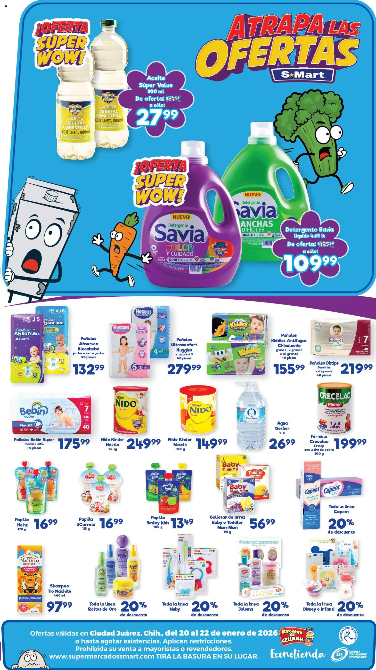 Nuevas ofertas de S-Mart válidas en toda la República Mexicana desde el 20.01.2026. ¡Encuentra las mejores ofertas en S-Mart folleto Ofertas de Feria Juárez! | Página: 2 | Productos: Quitamanchas, Avena, Leche, Aceite