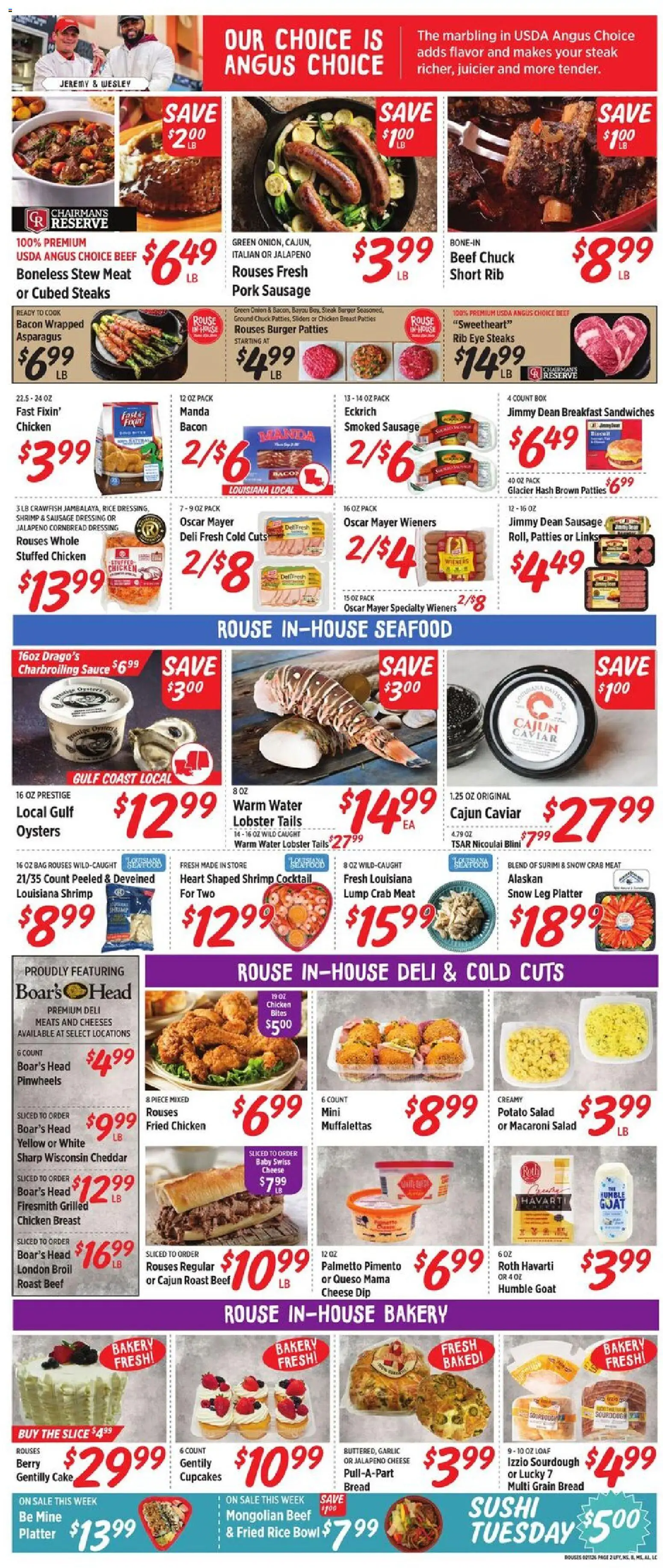 Rouses Weekly Ad - MS - valid from 11.02.2026 | Page: 6 | Products: Asparagus, Cheese, Bread, Onion