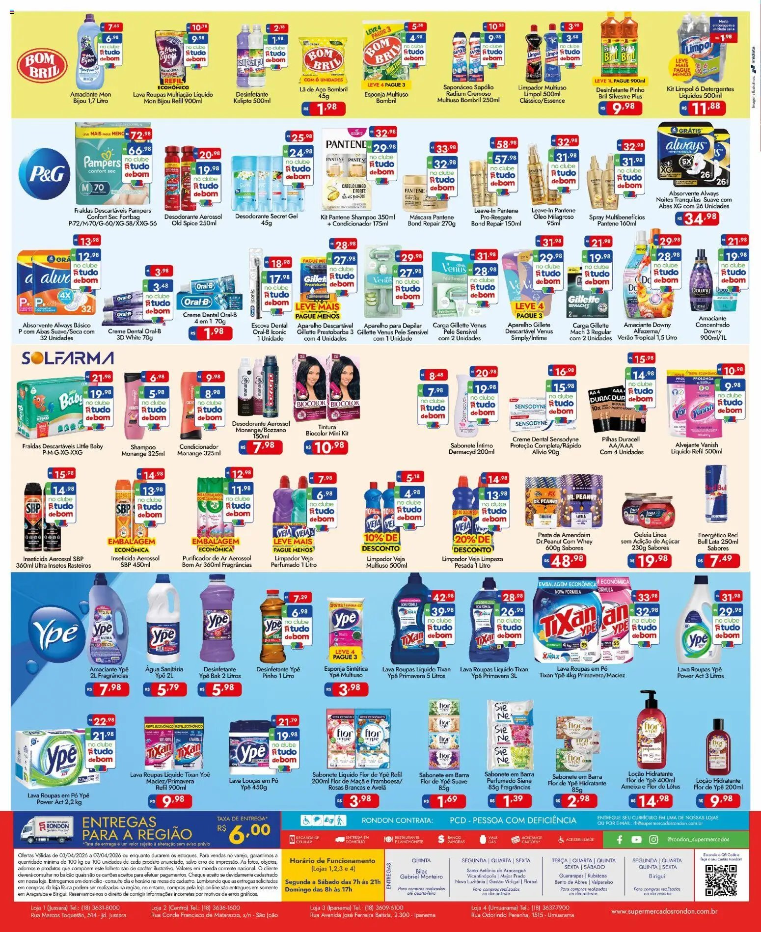 Supermercados Rondon Folheto - válido de 03.04.2026 | Página: 4 | Produtos: Óleo, Açúcar, Creme dental, Vanish