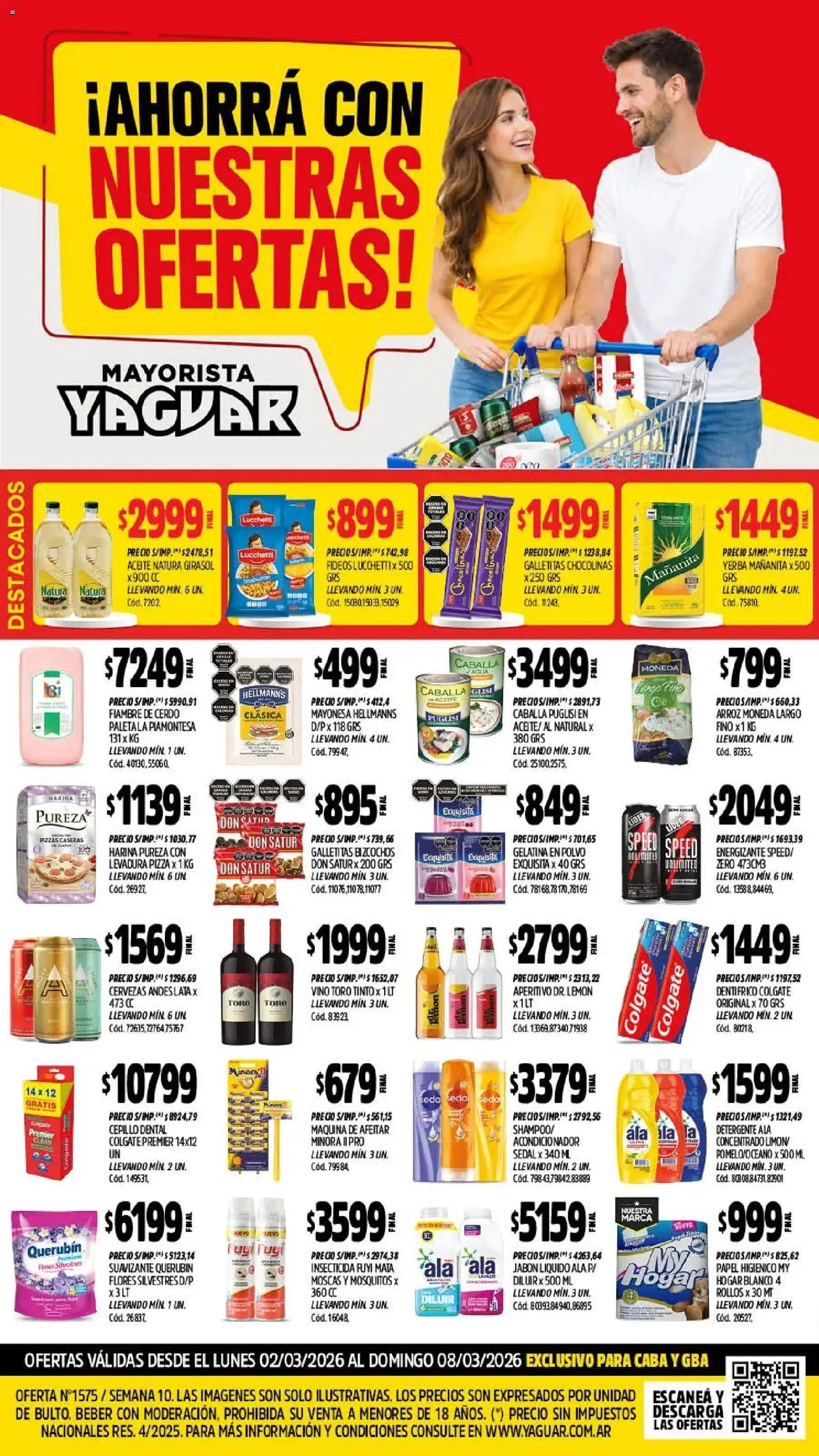 Yaguar catálogo │ válido desde el 02.03.2026 | Página: 1 | Productos: Galletitas, Detergente, Vino, Arroz