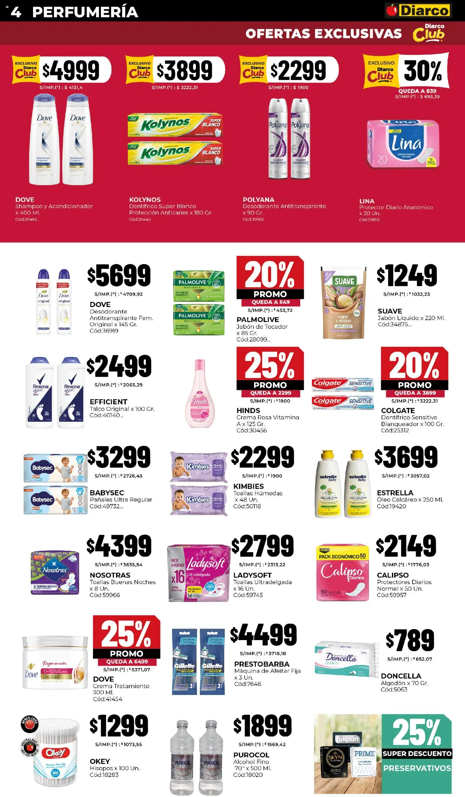 Diarco - Ofertas Pueblo Sur │ válido desde el 24.11.2025 | Página: 4 | Productos: Toallas, Maquina de afeitar, Pañales, Protectores diarios
