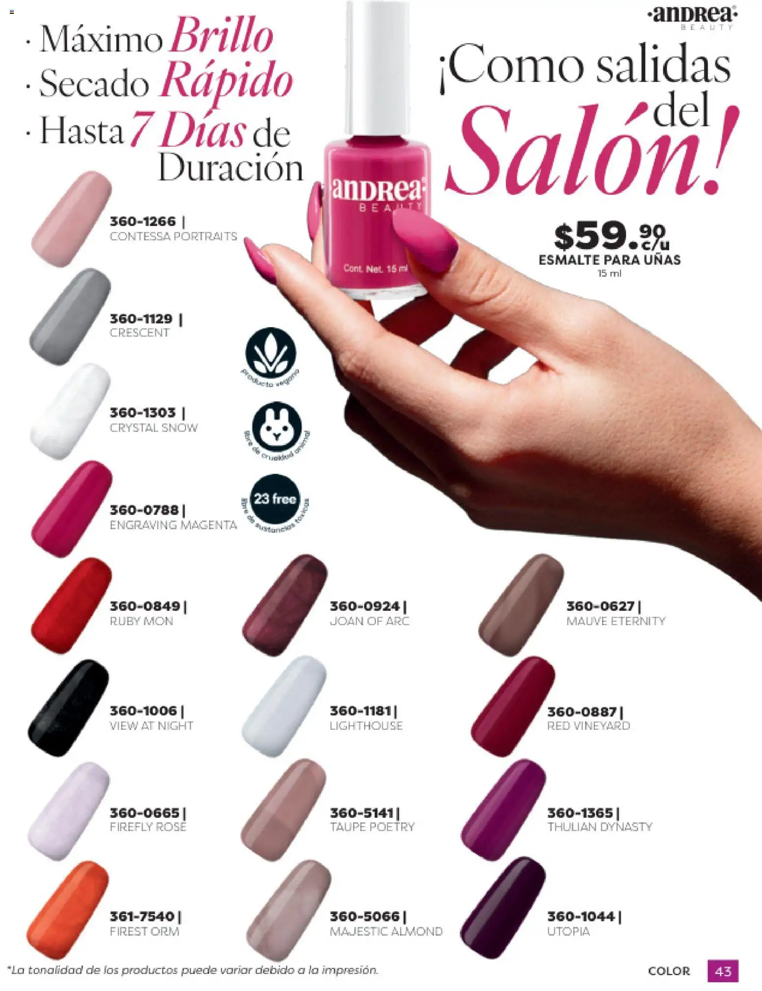 Nuevas ofertas de Andrea válidas en toda la República Mexicana desde el 31.10.2025. ¡Encuentra las mejores ofertas en Andrea catálogo Beauty! | Página: 43 | Productos: Brillo