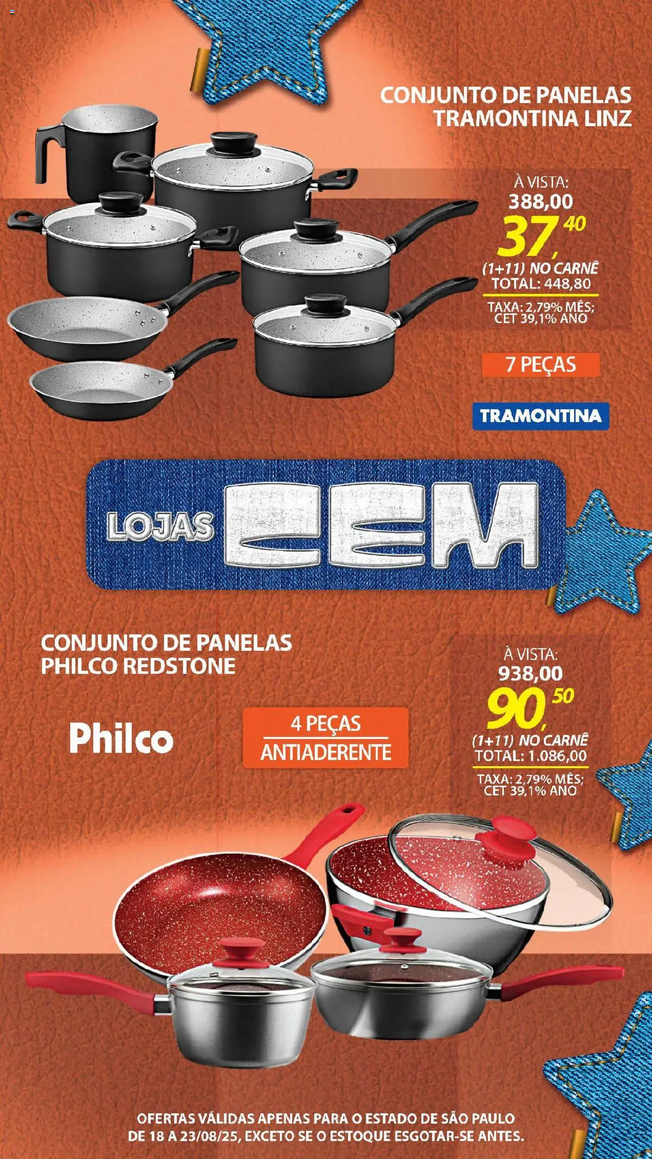 Lojas Cem Folheto - válido de 18.08.2025 | Página: 37 | Produtos: Conjunto de panelas, Carne