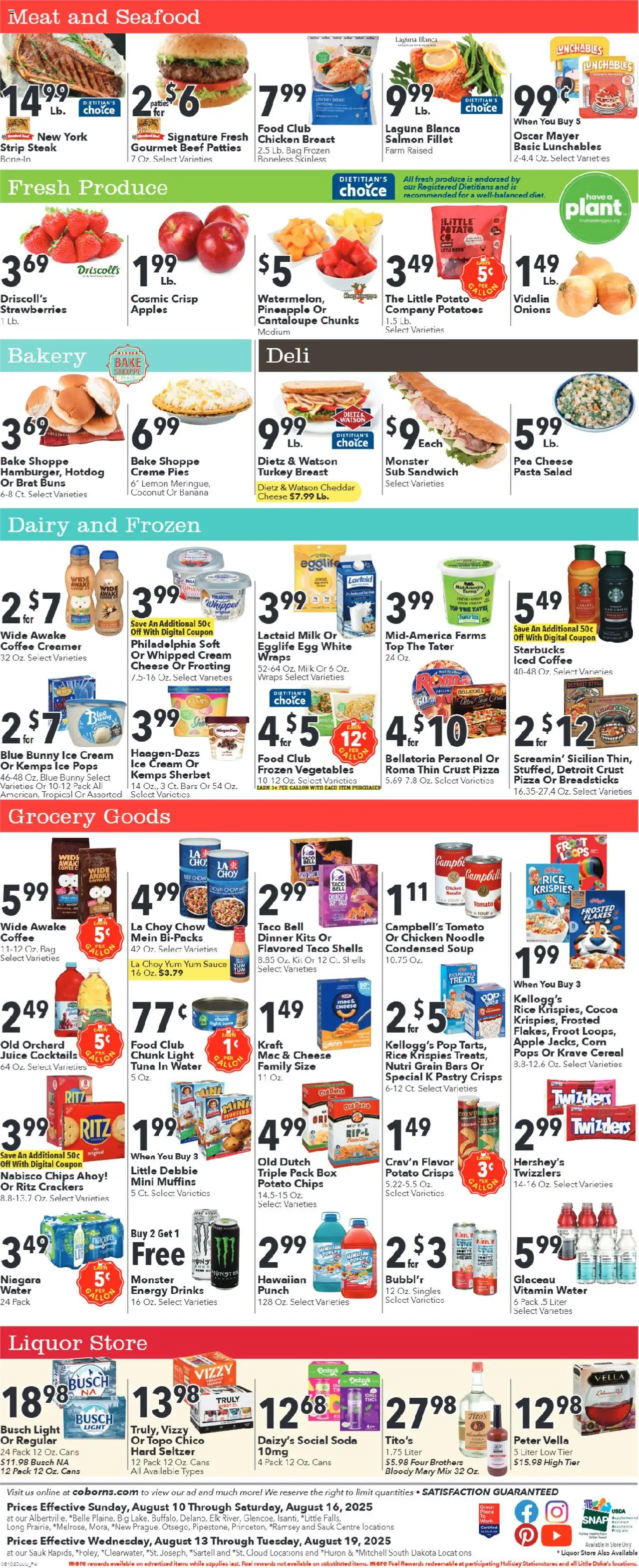 Coborn's Weekly Ad - valid from 10.08.2025 | Page: 4 | Products: Sour cream, Lemon, Pea, Bag