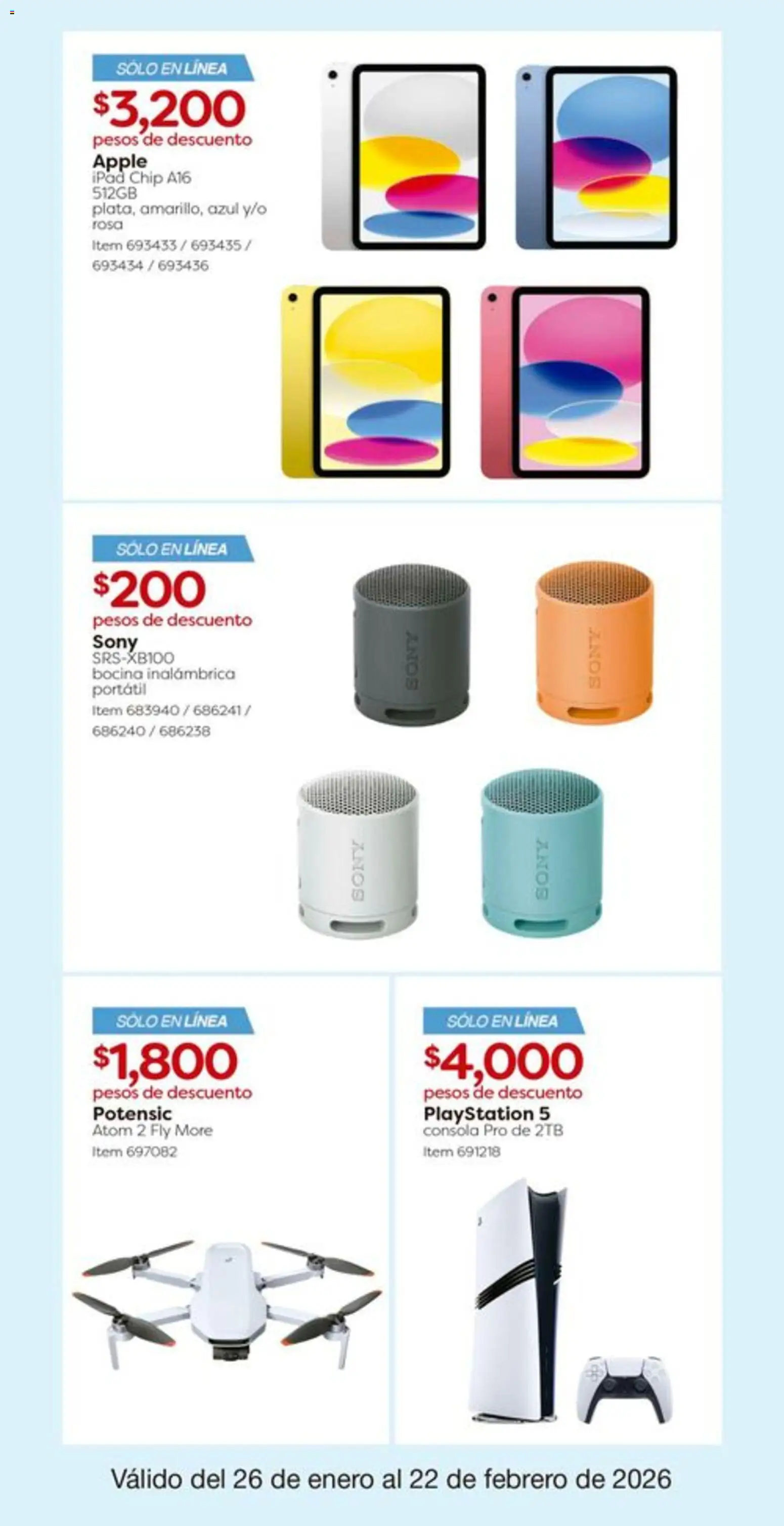 Nuevas ofertas de Costco válidas en toda la República Mexicana desde el 26.01.2026. ¡Encuentra las mejores ofertas en Costco catálogo! | Página: 8 | Productos: Tablet, Playstation, Bocina