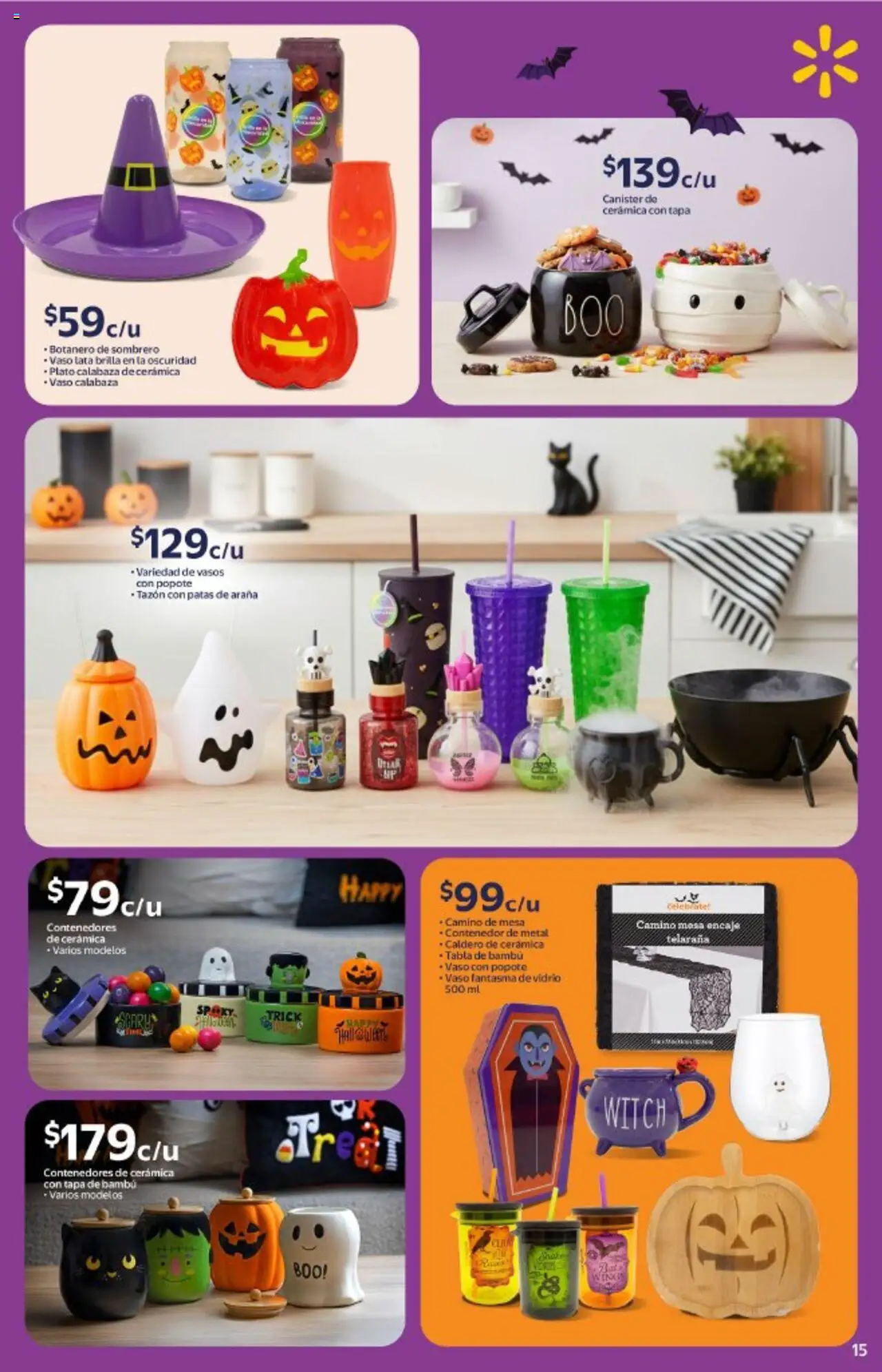 Nuevas ofertas de Walmart válidas en toda la República Mexicana desde el 14.10.2025. ¡Encuentra las mejores ofertas en Walmart - Folleto Halloween! | Página: 15 | Productos: Sombrero, Contenedor, Mesa, Vasos