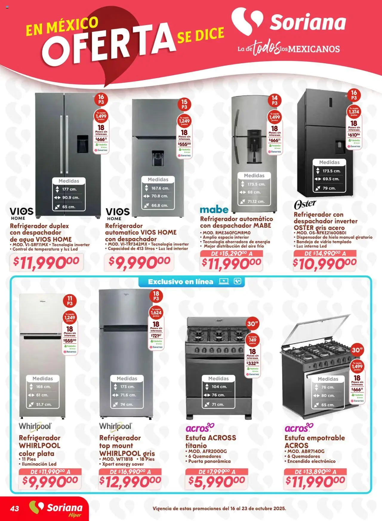 Nuevas ofertas de Soriana válidas en toda la República Mexicana desde el 16.10.2025. ¡Encuentra las mejores ofertas en Soriana - Preciazazaso Híper: Valle de México! | Página: 42 | Productos: Refrigerador, Bandeja, Top, Té