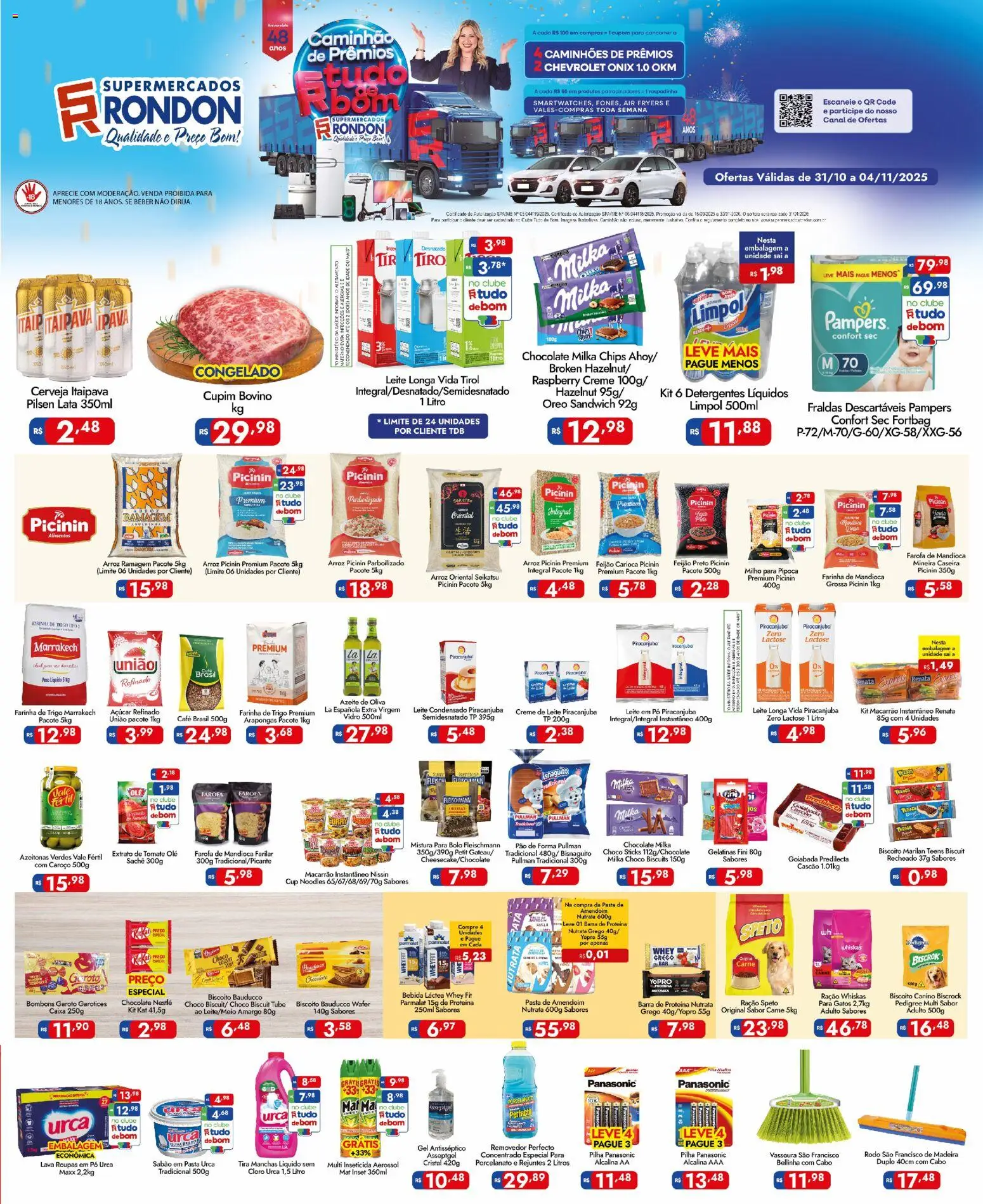 Supermercados Rondon Folheto - válido de 31.10.2025 | Página: 1 | Produtos: Amendoim, Roupas, Fraldas, Pasta de amendoim