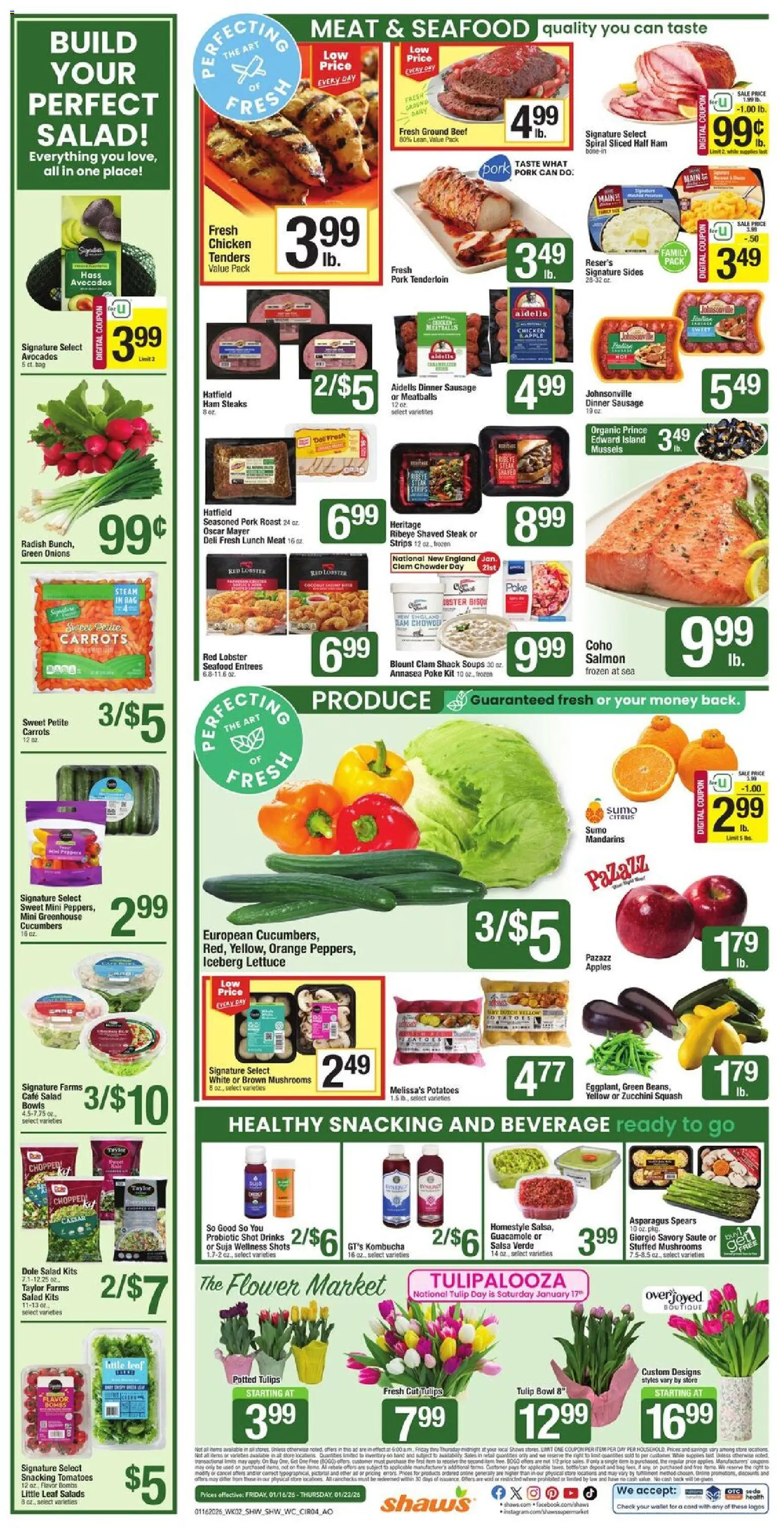 Shaw's Weekly Ad - VT - valid from 16.01.2026 | Page: 4 | Products: Apples, Beef, Cucumbers, Seafood