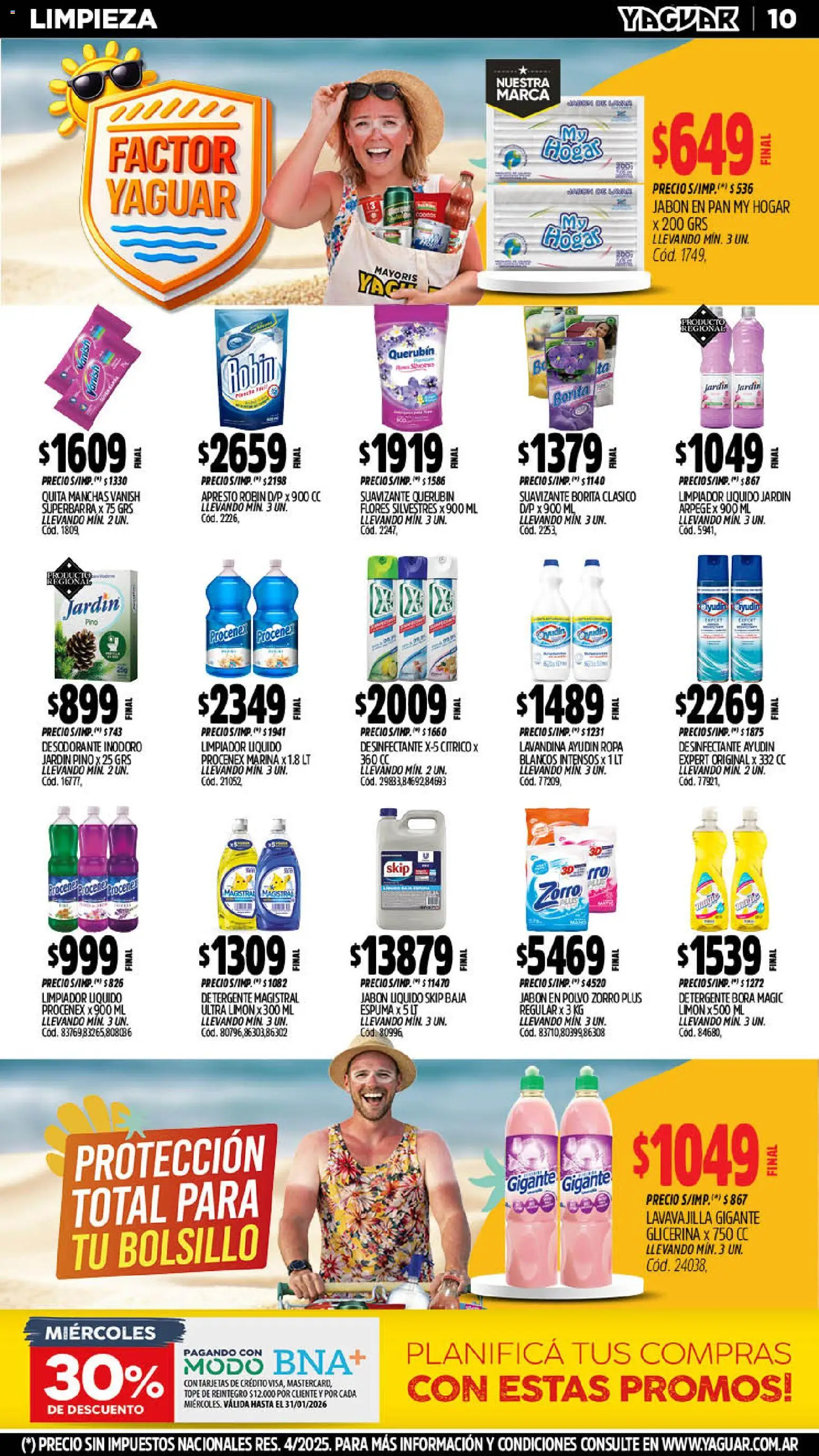 Yaguar - Oferta Semanal Jujuy │ válido desde el 19.01.2026 | Página: 10 | Productos: Inodoro, Jabón líquido, Jabón, Pan