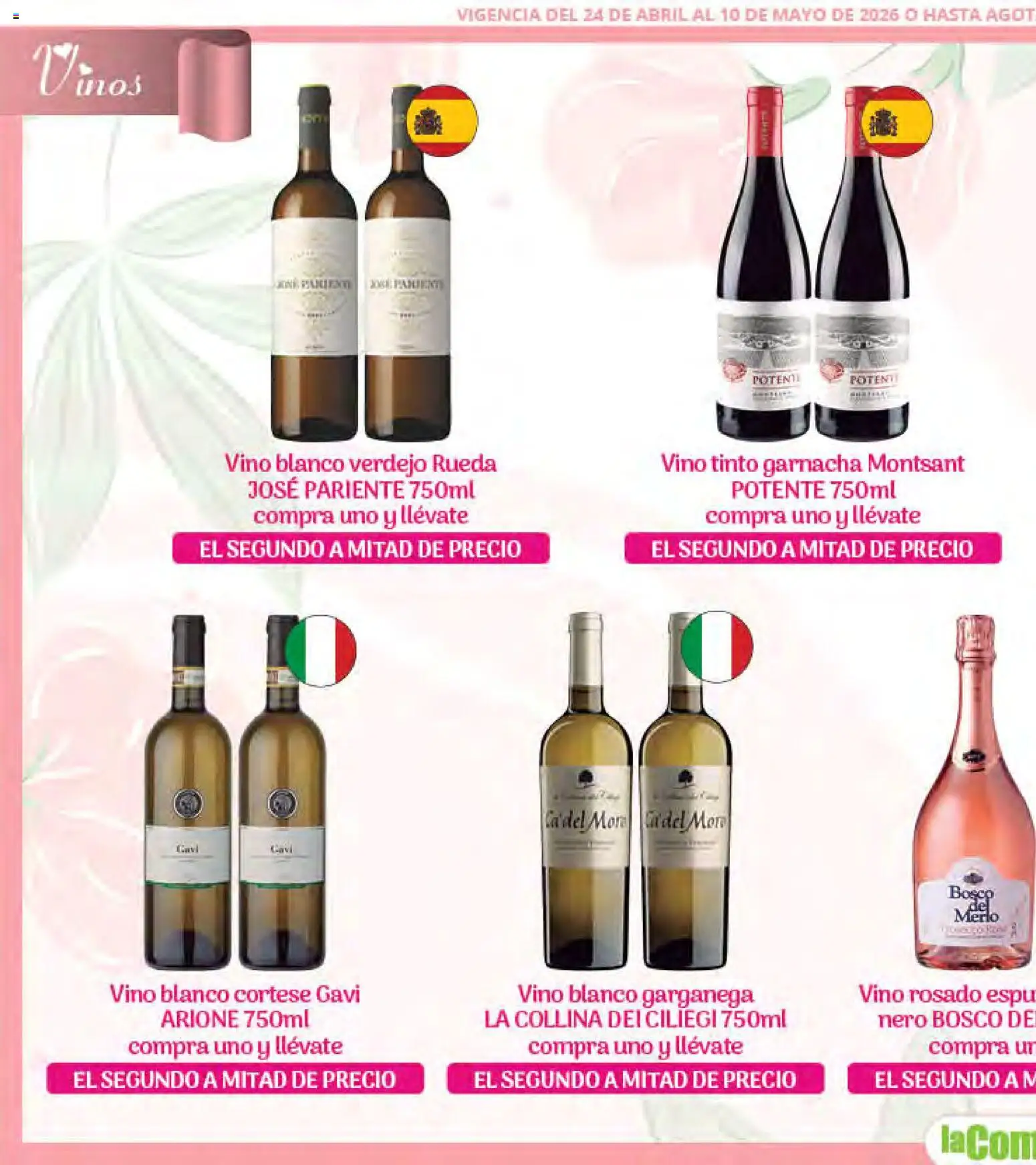 Nuevas ofertas de La Comer válidas en toda la República Mexicana desde el 24.04.2026. ¡Encuentra las mejores ofertas en La Comer folleto Mamá es lo más importante! | Página: 26 | Productos: Vino