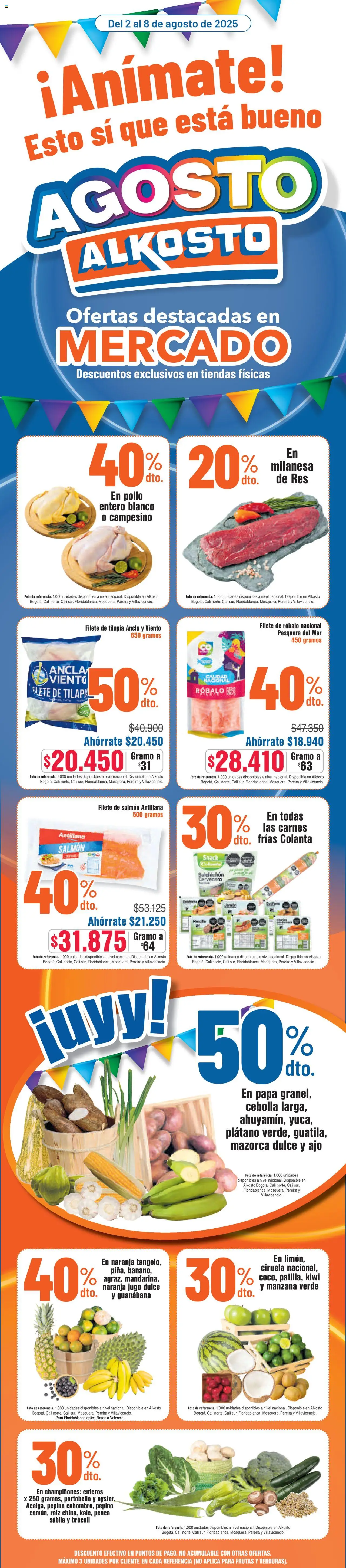 Alkosto revista - valida desde el 02.08.2025 | Página: 1 | Productos: Molleja, Ducha Bidet, Manzana, Jugo