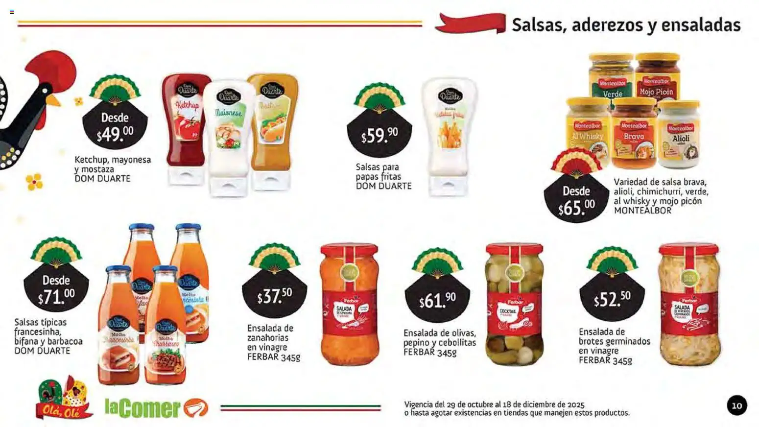 Nuevas ofertas de La Comer válidas en toda la República Mexicana desde el 29.10.2025. ¡Encuentra las mejores ofertas en La Comer folleto Olá, Olé! | Página: 10 | Productos: Vinagre, Mayonesa, Papas fritas, Ensalada